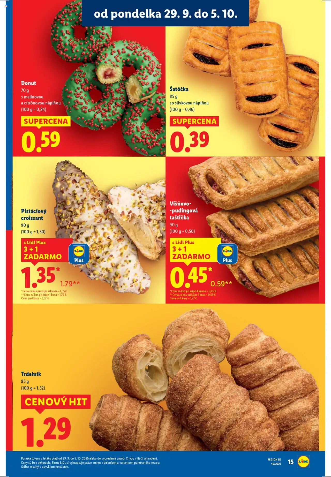 Nové Lidl akcie – leták je platný od 29.09.2025 | Strana: 19 | Produkty: Donut, Croissant