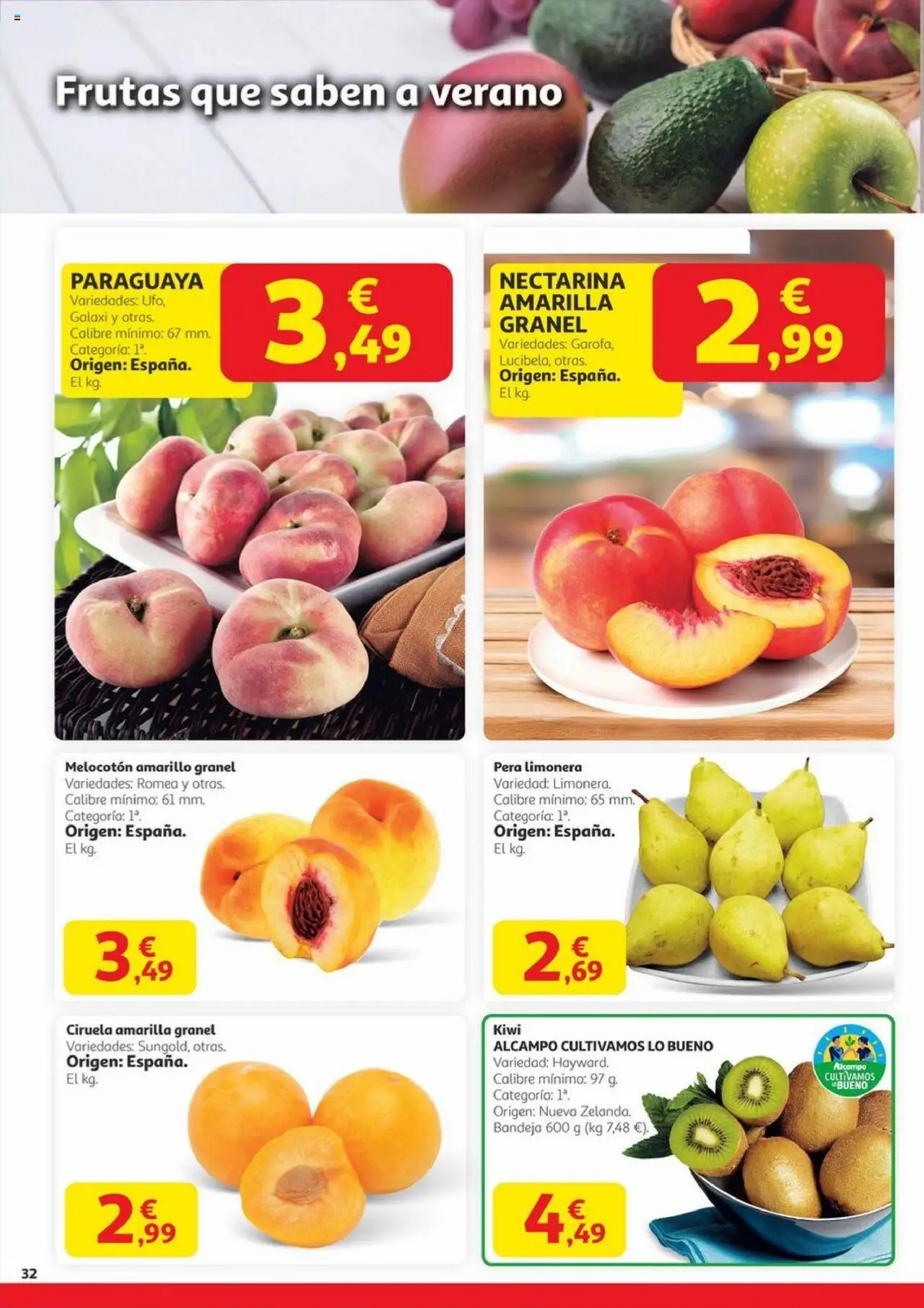 Alcampo - Canarias │ válido desde el 14.08.2025 | Página: 32 | Productos: Kiwi, Bandeja, Melocotón amarillo