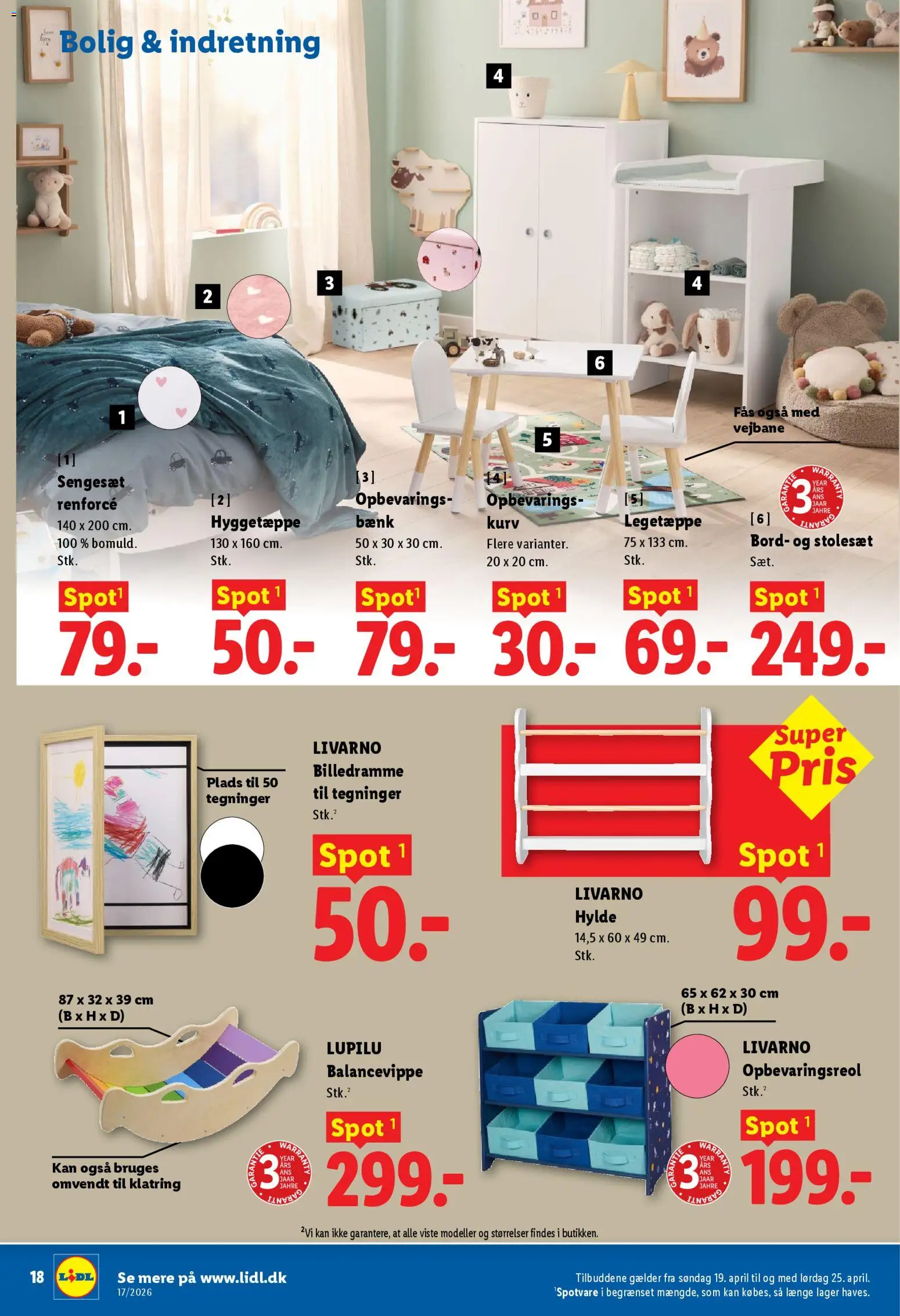 Lidl tilbudsavis – gyldig fra 19.04.2026 | Side: 6 | Produkter: Hylde, Sengesæt, Søm, Billedramme