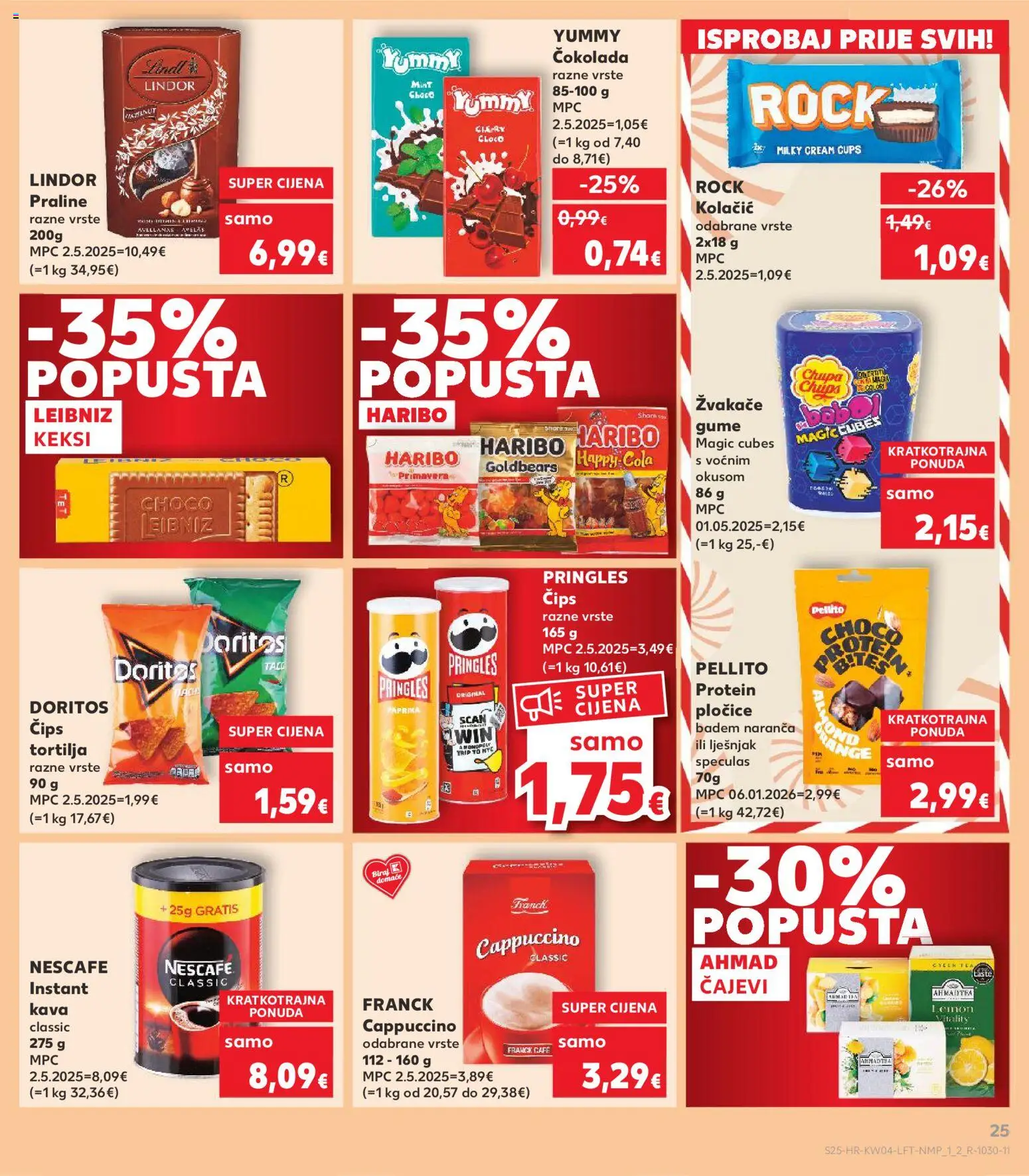 Kaufland katalog | vrijedi od 21.01.2026 | Stranica: 25 | Proizvodi: Keksi, Nescafe, Čokolada, Pločice