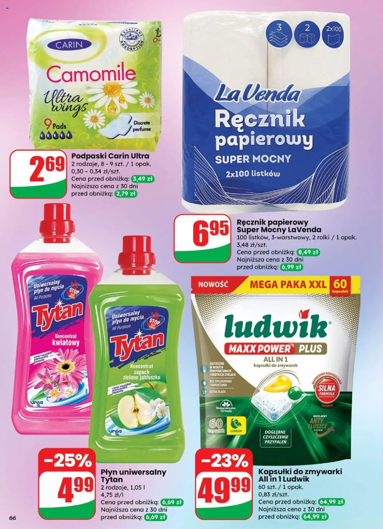 Dino Gazetka od 08.10.2025 | Strona: 66 | Produkty: Cleaner, Podpaski, Zapach, Kapsułki do zmywarki