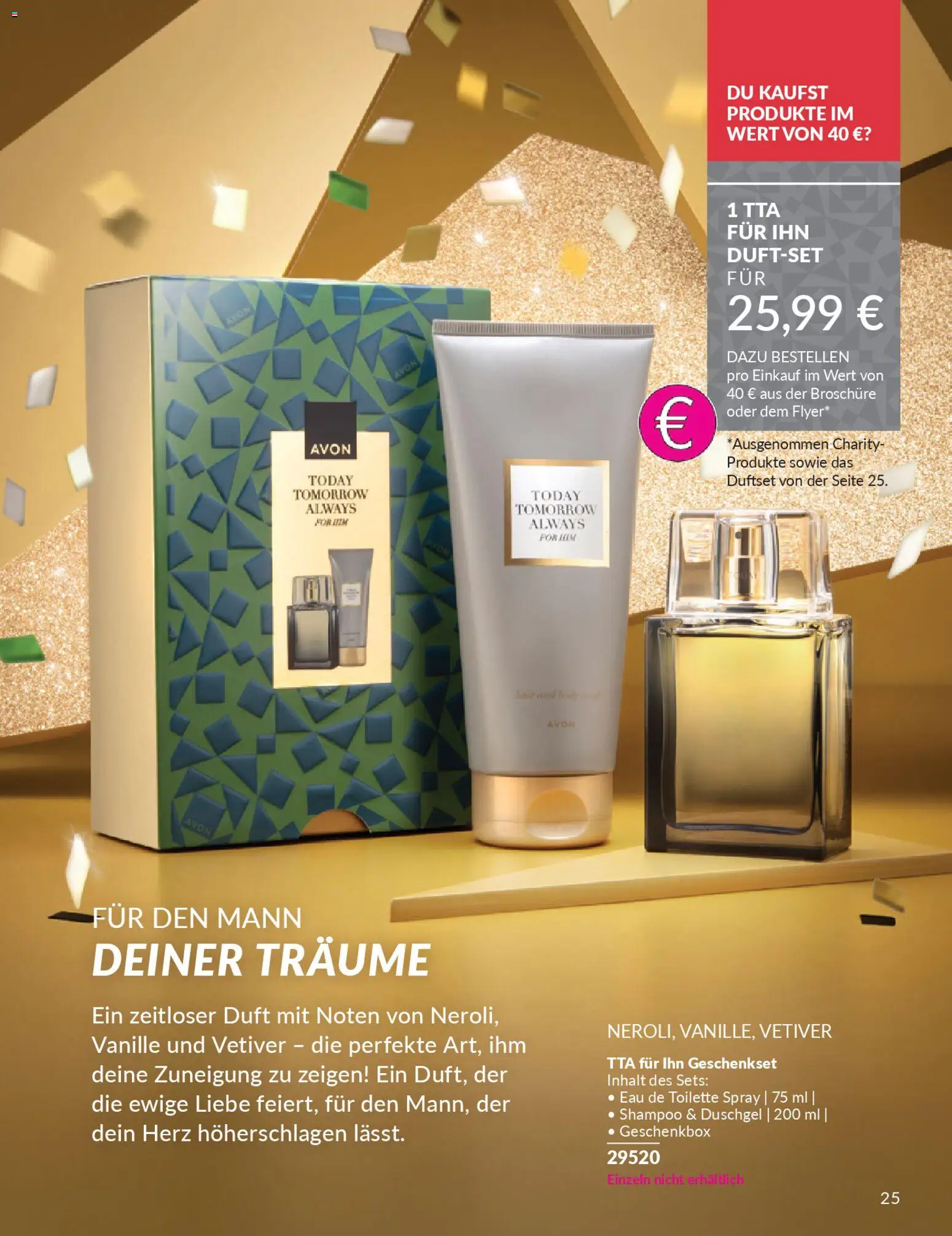 AVON Weihnachtsgeschenkideen – gültig ab 01.11.2025 | Seite: 25 | Produkte: Toilette, Eau de Toilette, Shampoo, Duschgel