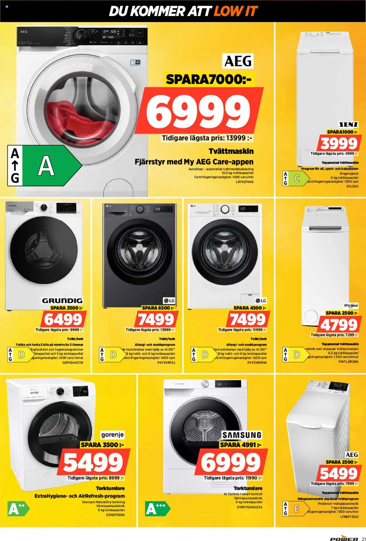 Power reklamblad aktuell från 16.06.2025 | Sida: 21 | Produkter: Tvättmaskin, Torktumlare