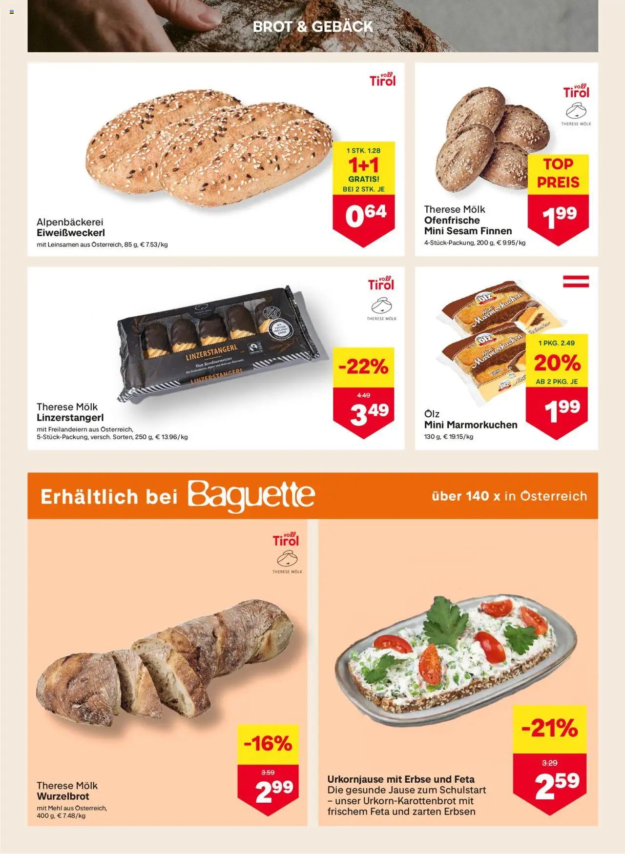 MPREIS Flugblatt gültig ab 28.08.2025 | Seite: 4 | Produkte: Erbsen, Jääkaappipakastin, Brot
