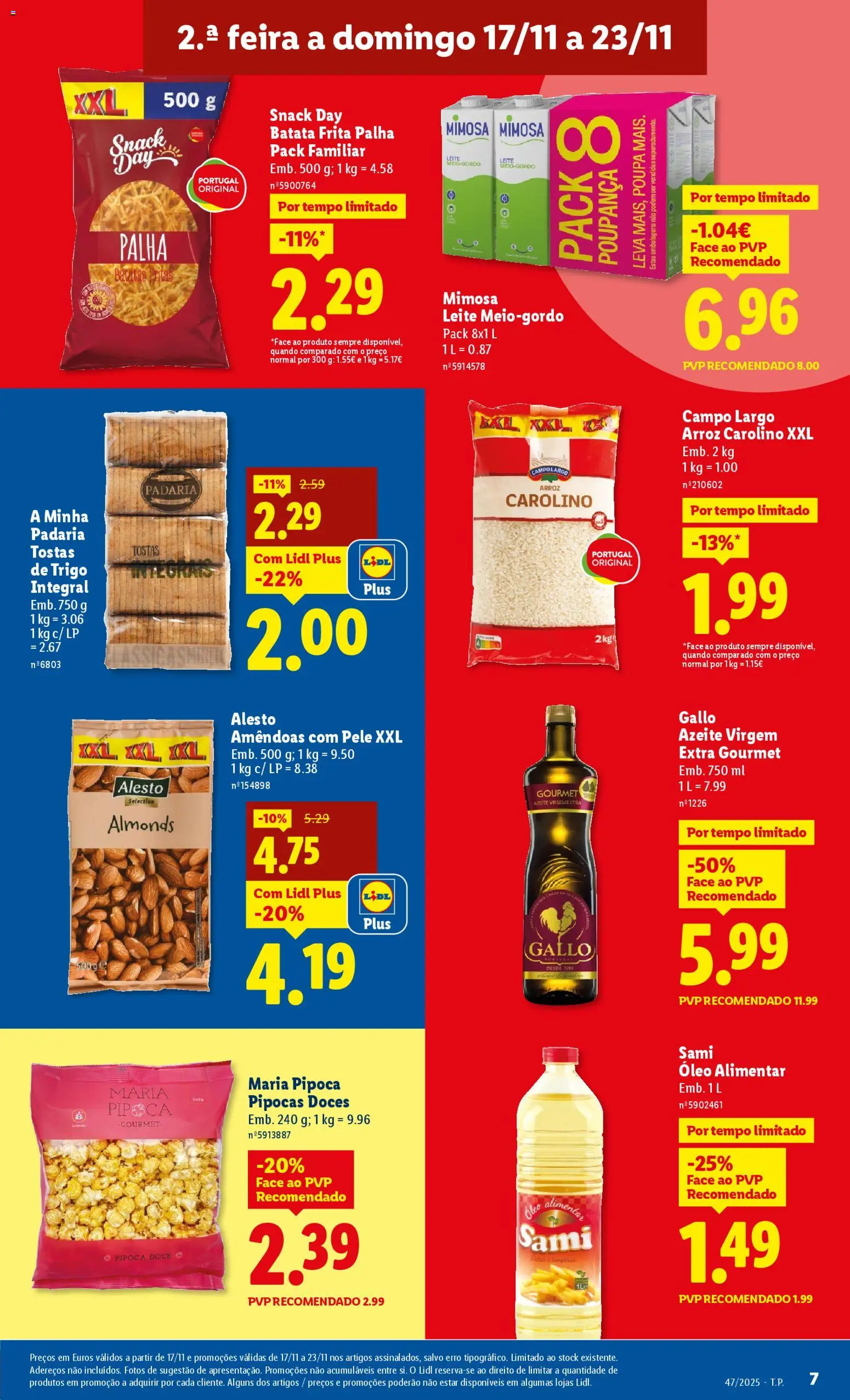 Lidl folheto │ válido de 17.11.2025 | Página: 7 | Produtos: Azeite, Tostas, Leite, Óleo