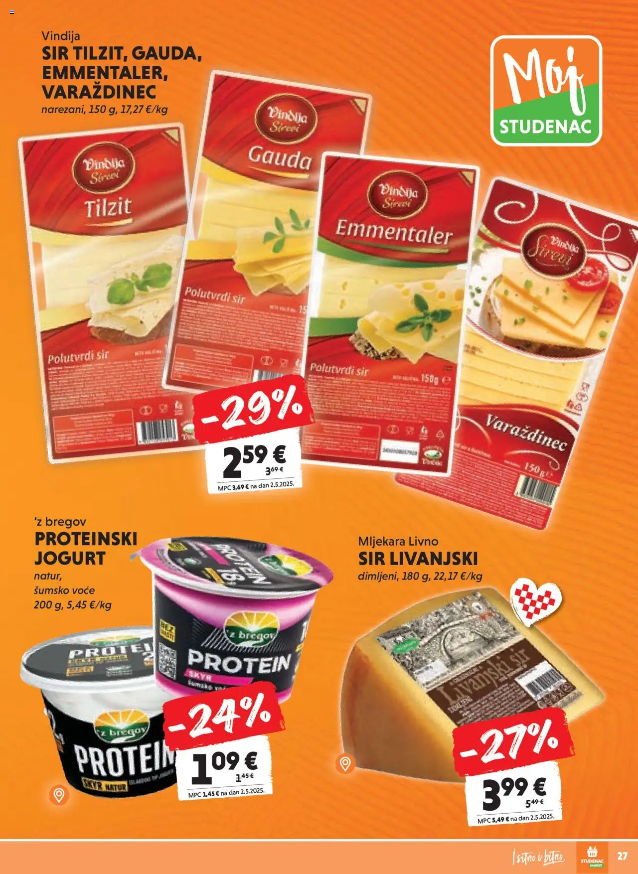 Studenac katalog | vrijedi od 13.08.2025 | Stranica: 27 | Proizvodi: Vindija, Šumsko voće, Gauda, Jogurt