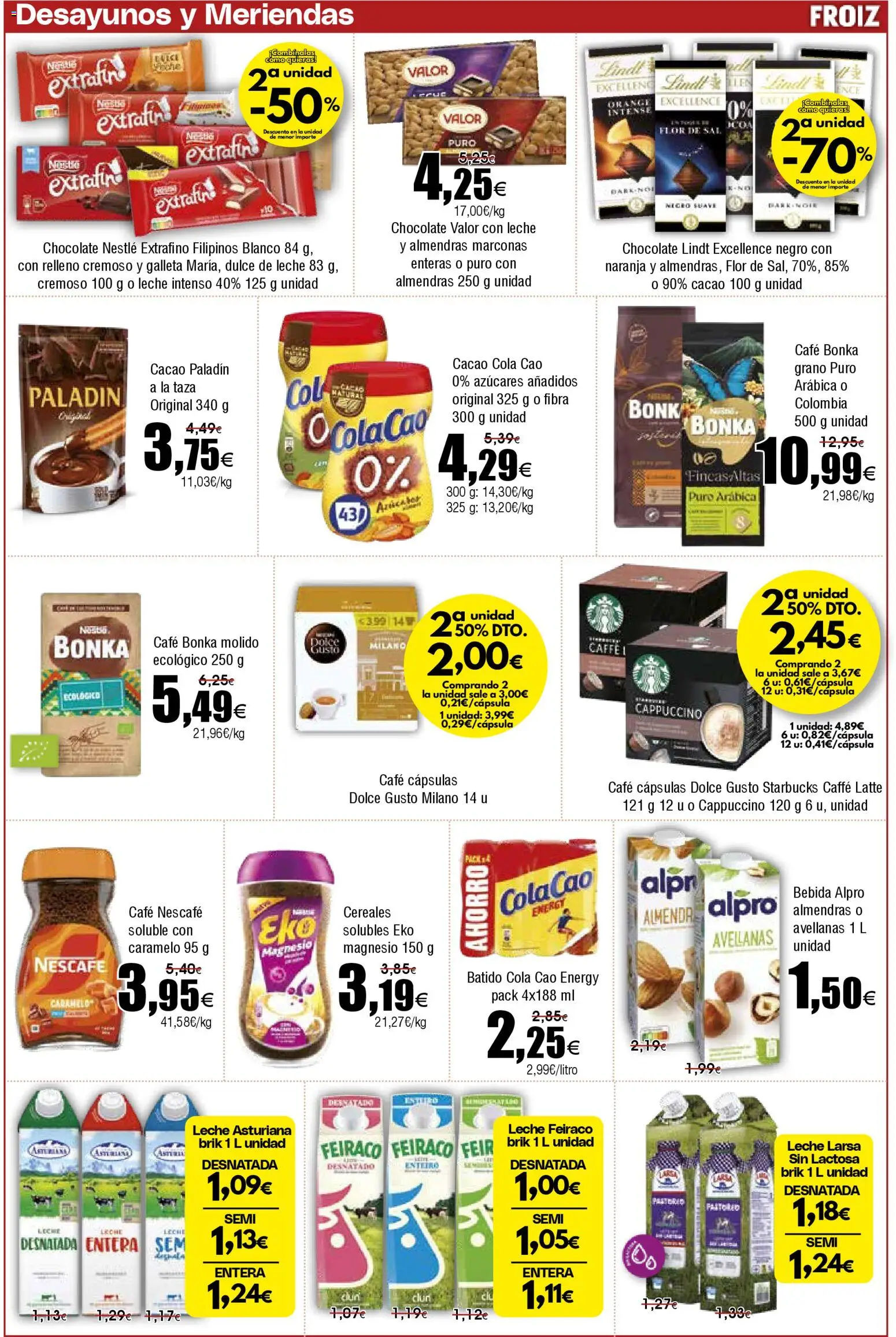 Froiz folleto │ válido desde el 11.02.2026 | Página: 14 | Productos: Leche desnatada, Café, Chocolate, Κεραία