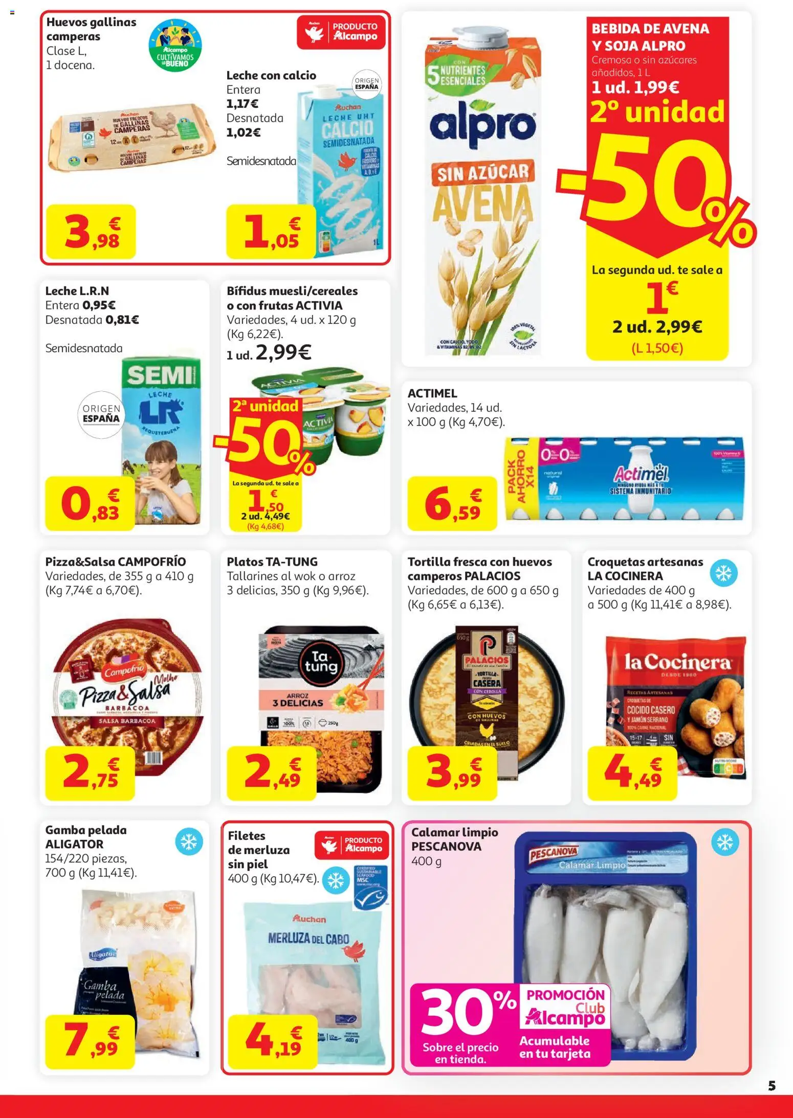 Alcampo Superstore Catalan │ válido desde el 21.04.2026 | Página: 5 | Productos: Leche, Pizza, Té, Παγωμένο τσάι