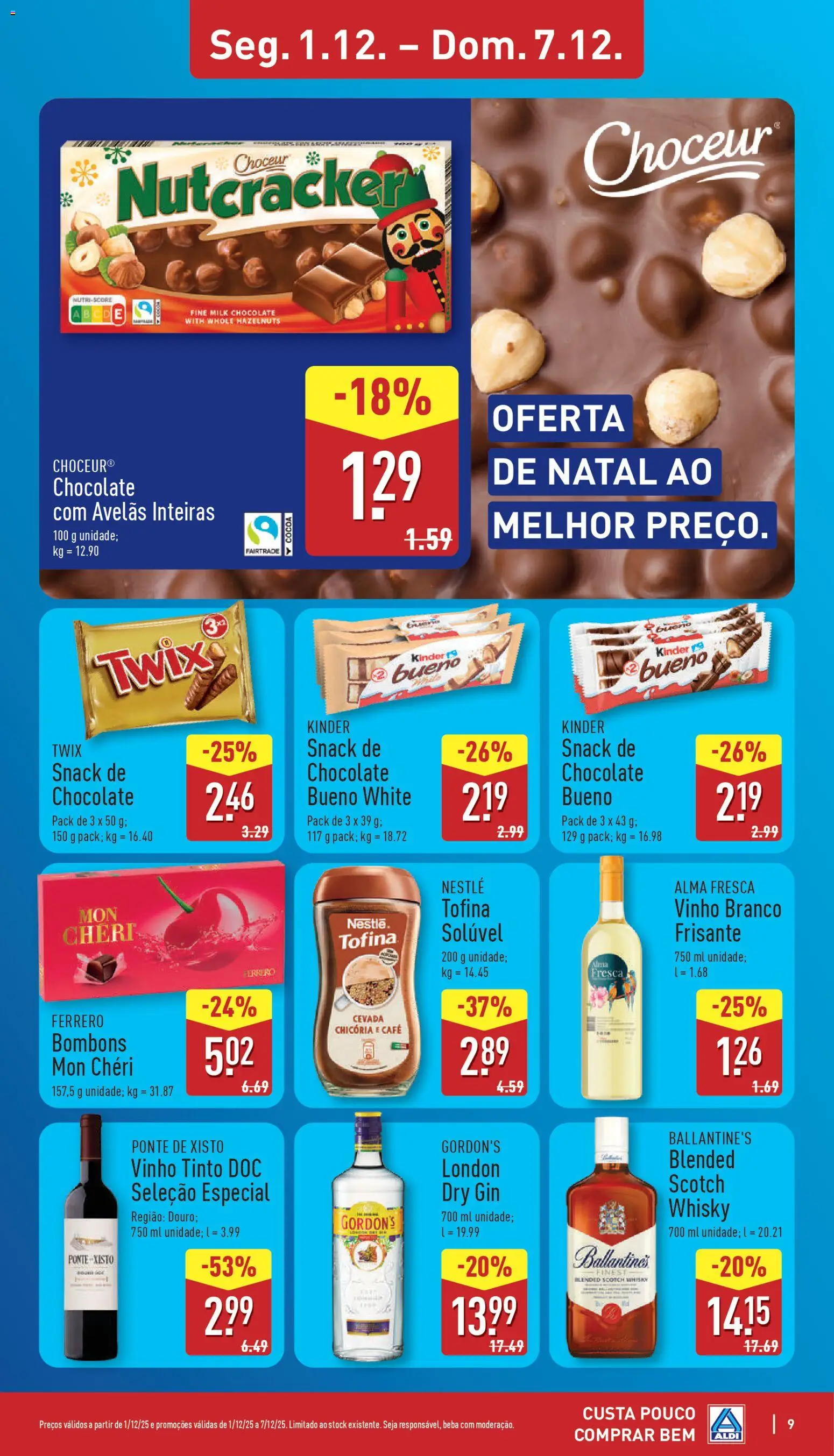 Aldi folheto │ válido de 01.12.2025 | Página: 9 | Produtos: Nestlé, Chocolate, Gin, Vinho tinto