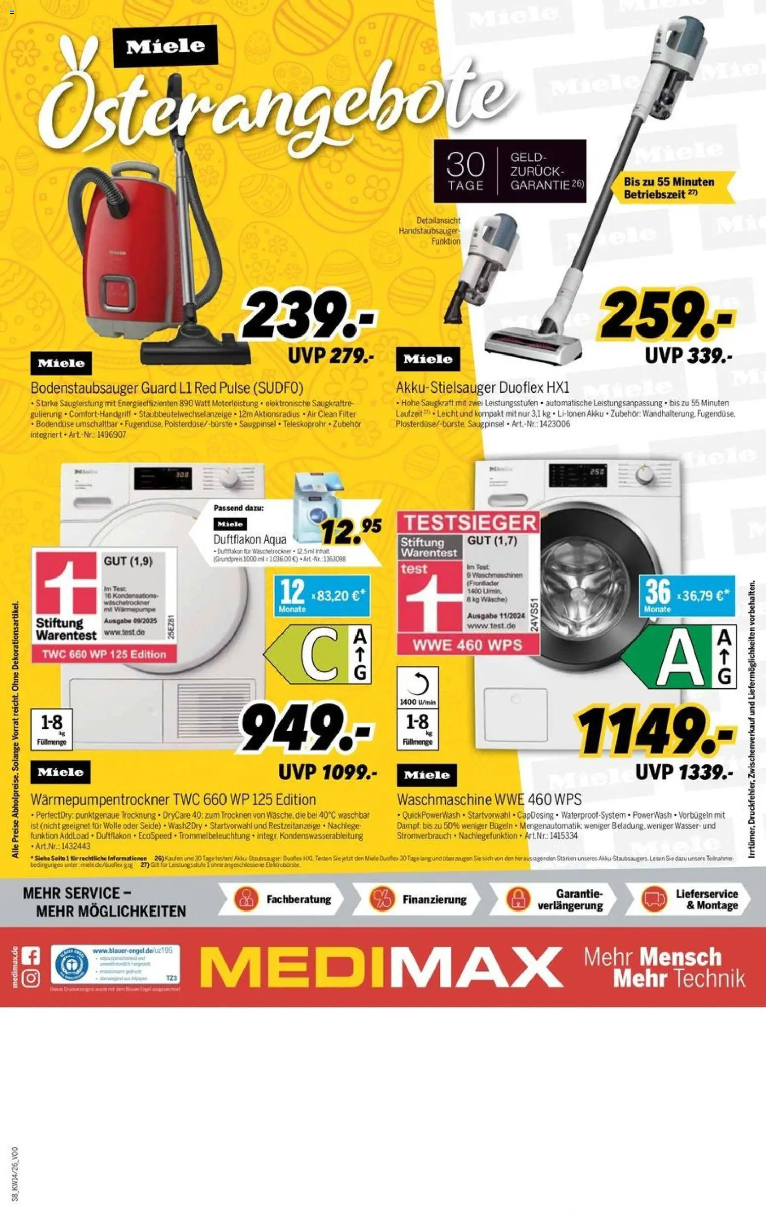 Medimax Prospekt 	 – gültig ab 27.03.2026 | Seite: 8 | Produkte: Miele, Waschmaschine, Bürste, Wasser