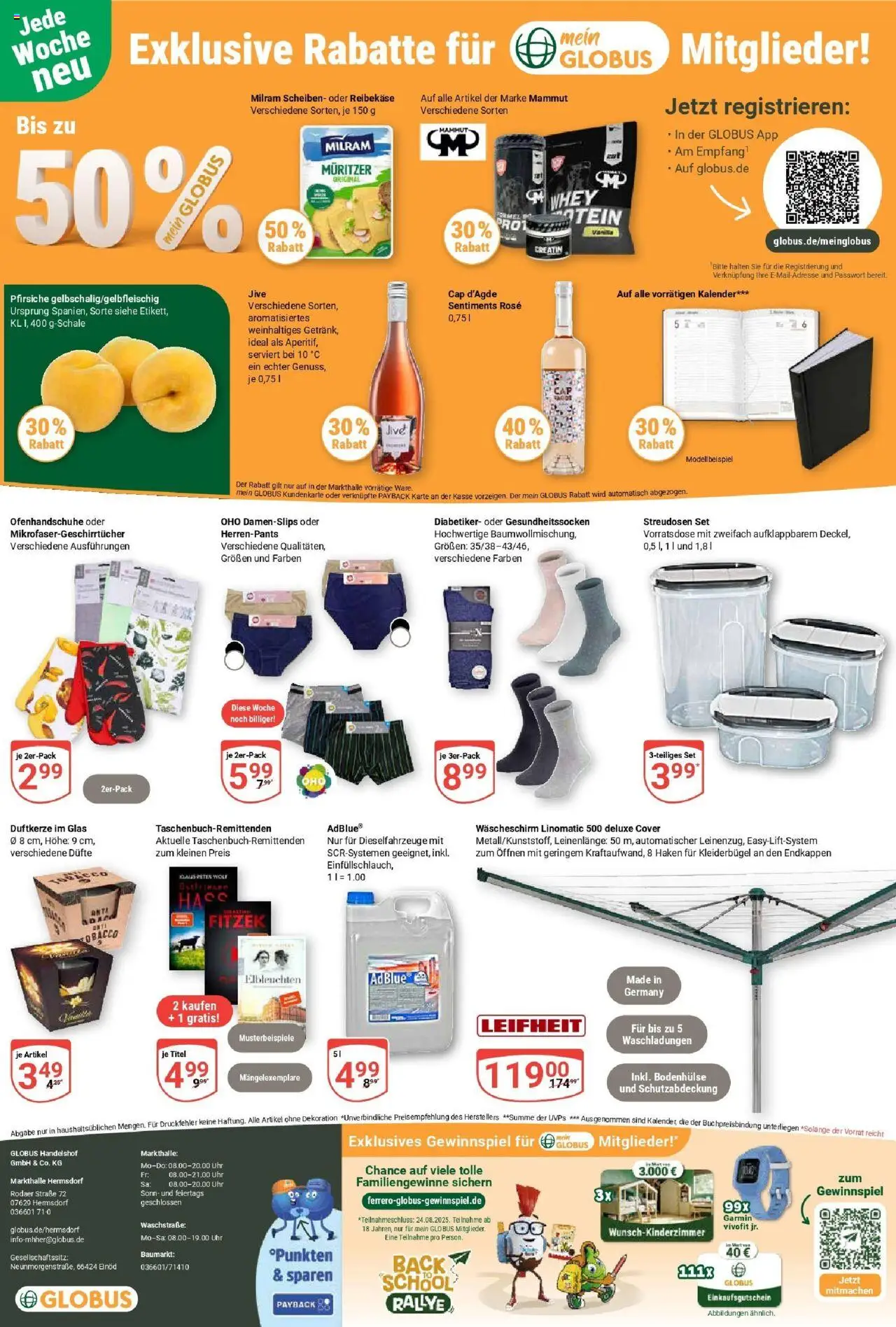Globus prospekt Hermsdorf	 - gültig ab dem 03.08.2025 | Seite: 29 | Produkte: Kleiderbügel, Milram, Reibekase, Uhr