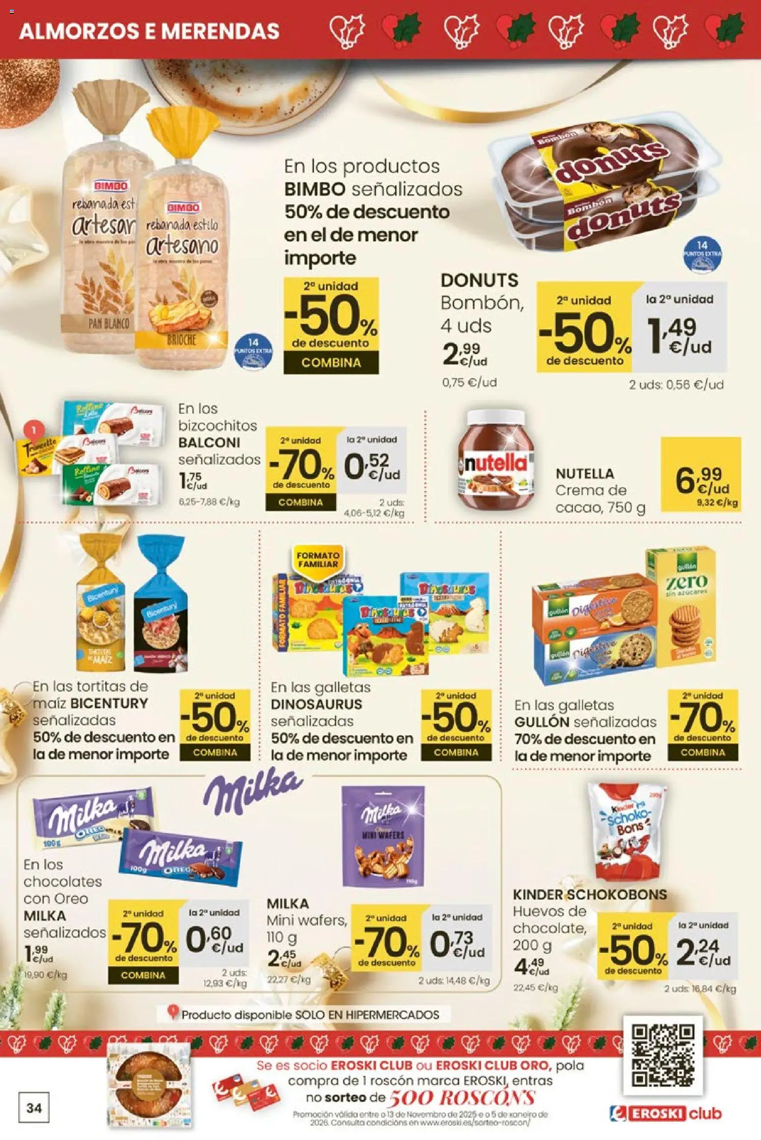 Eroski - Center │ válido desde el 27.11.2025 | Página: 34 | Productos: Huevos, Pan, Galletas, Donuts