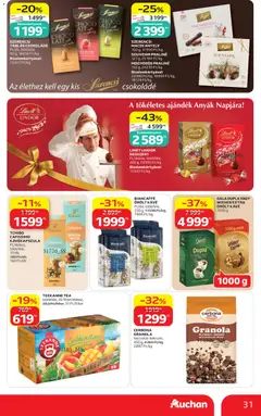 Auchan akciós újság - amely érvényes a következő dátumtól: 30.04.2026 | Oldal: 31 | Termékek: Cafissimo, Granola, Kávé, Őrölt kávé