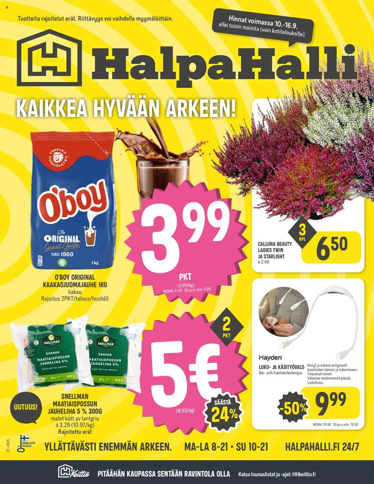Halpa Halli tarjoukset – voimassa 10.09.2025 alkaen | Sivu: 1 | Tuotteet: Jauheliha, Voi
