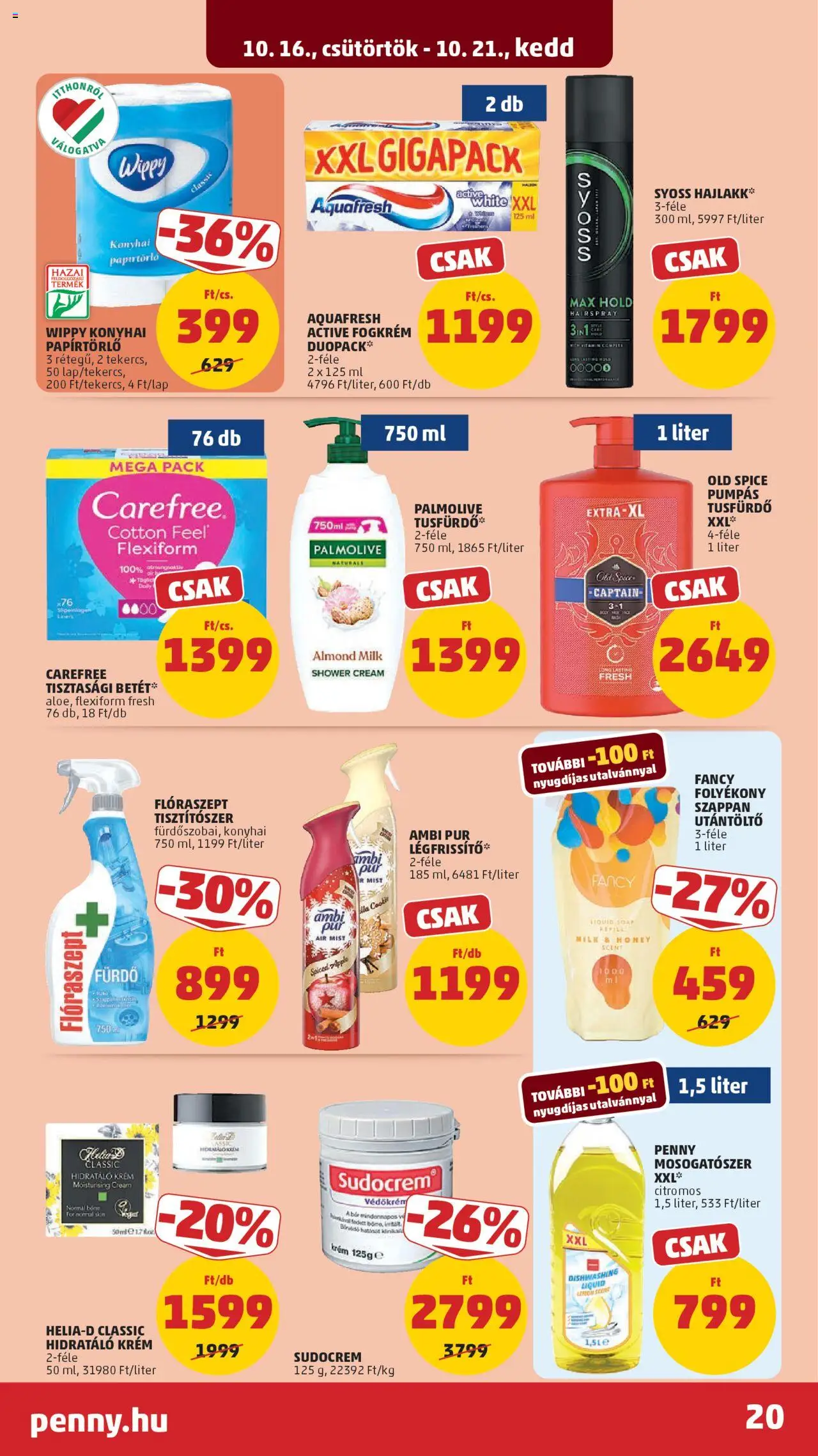 PENNY akciós ujság - amely érvényes a következő dátumtól: 16.10.2025 | Oldal: 24 | Termékek: Old spice, Folyékony szappan, Tusfürdő, Mosogatószer