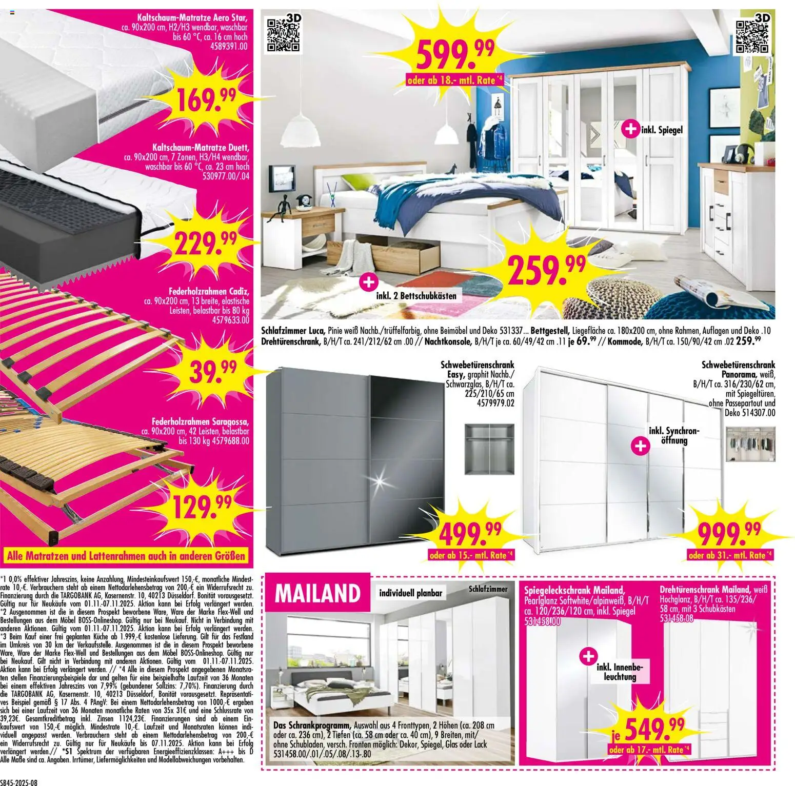 SB Möbel Boss Prospekt Wolfsburg – gültig ab 01.11.2025 | Seite: 8 | Produkte: Schwebetürenschrank, Drehtürenschrank, Spiegel, Küche