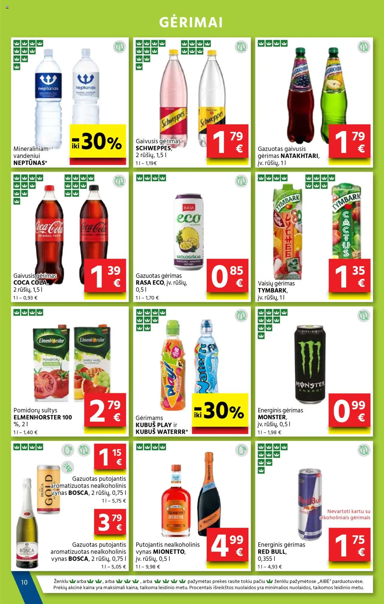AIBE leidinys│galioja nuo 07.08.2025 | Puslapis: 10 | Prekių: Gaivusis gėrimas, Energinis gėrimas, Sultys, Vynas
