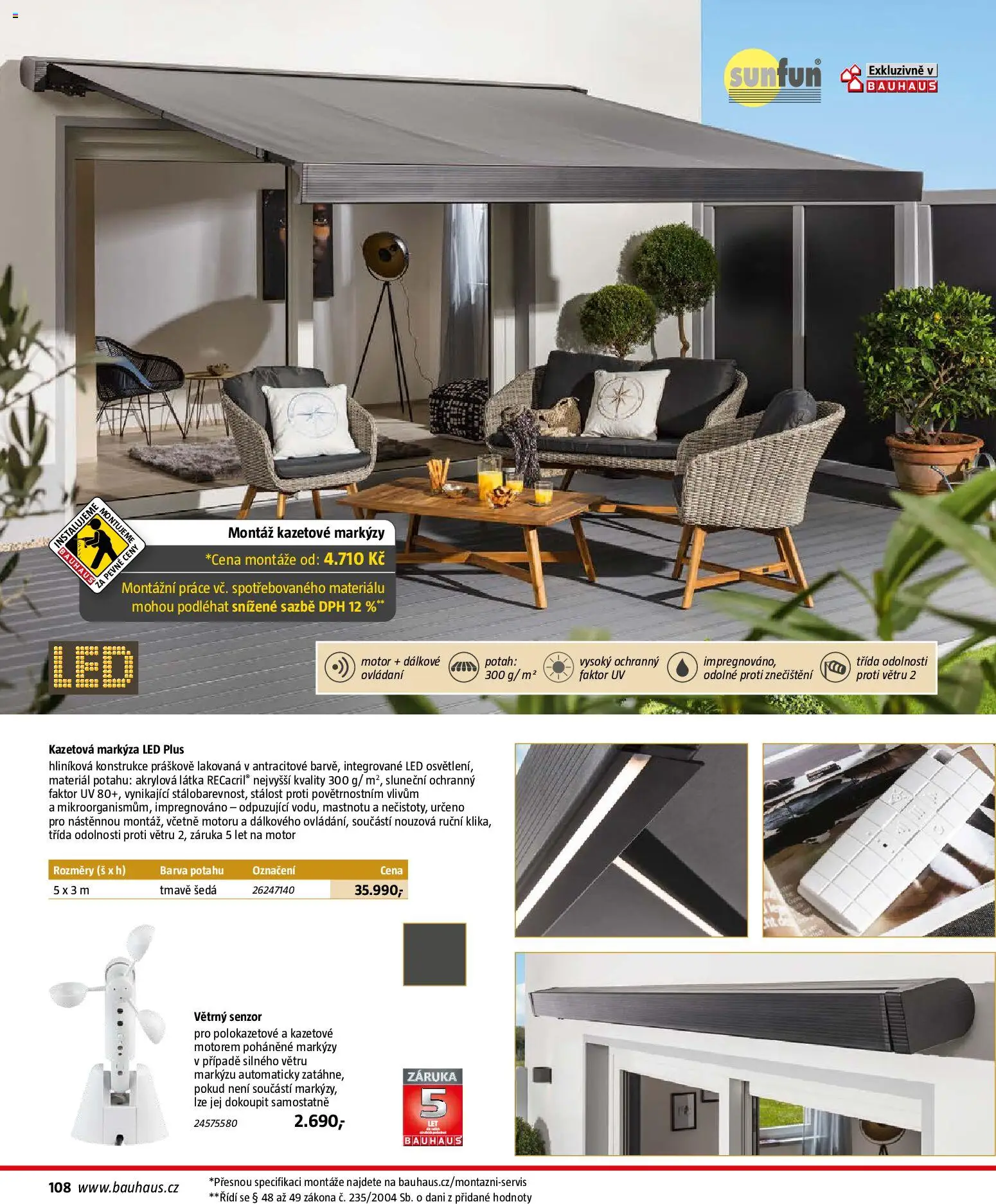 Bauhaus katalog Záhradní nábytek od 08.04.2026 | Strana: 108 | Produkty: LED, Markýza