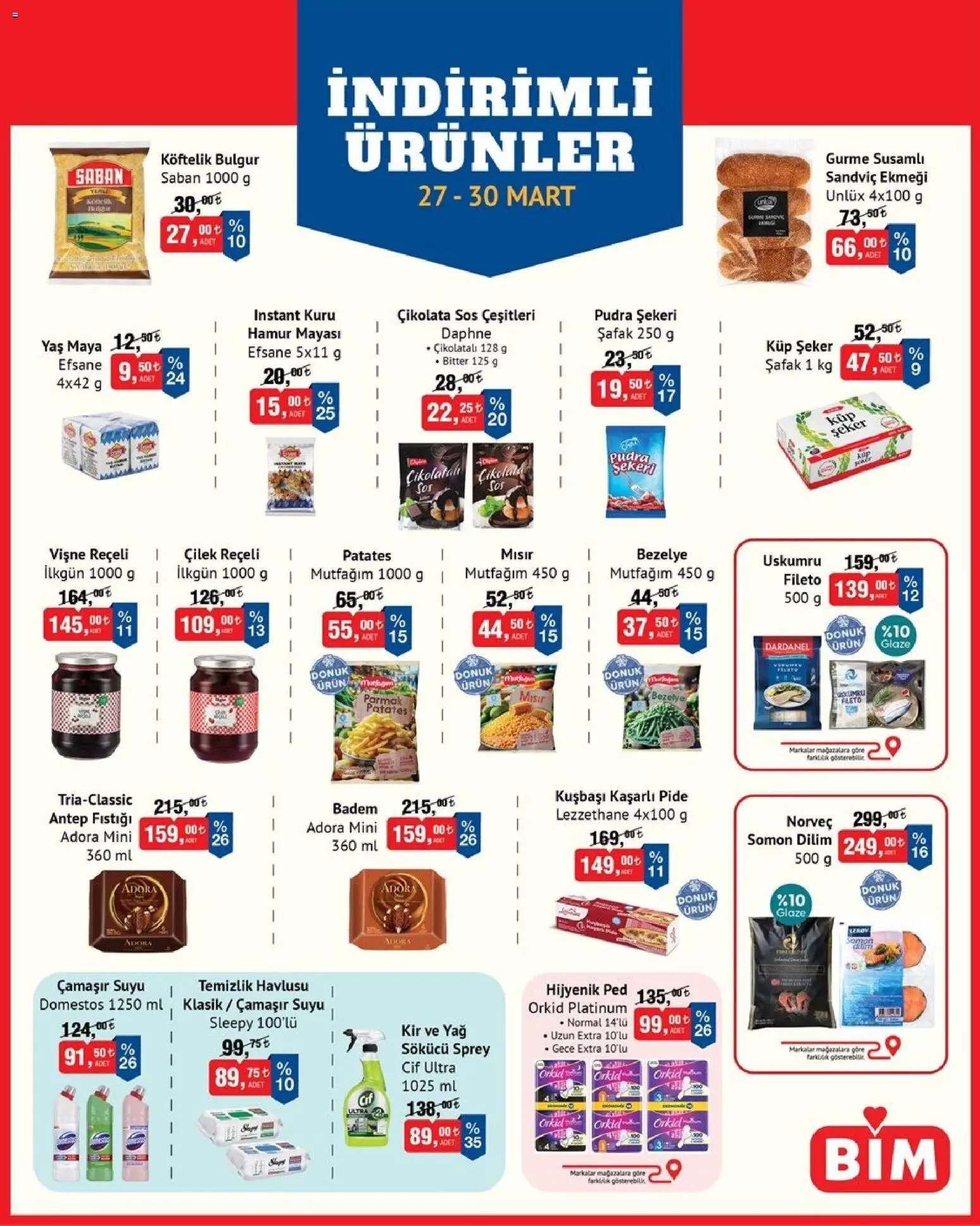 BİM - İndirimli Ürünler - 27.03.2026 tarihinden itibaren geçerlidir | Sayfa: 3 | Ürünler: Vişne, Badem, Bezelye, Somon
