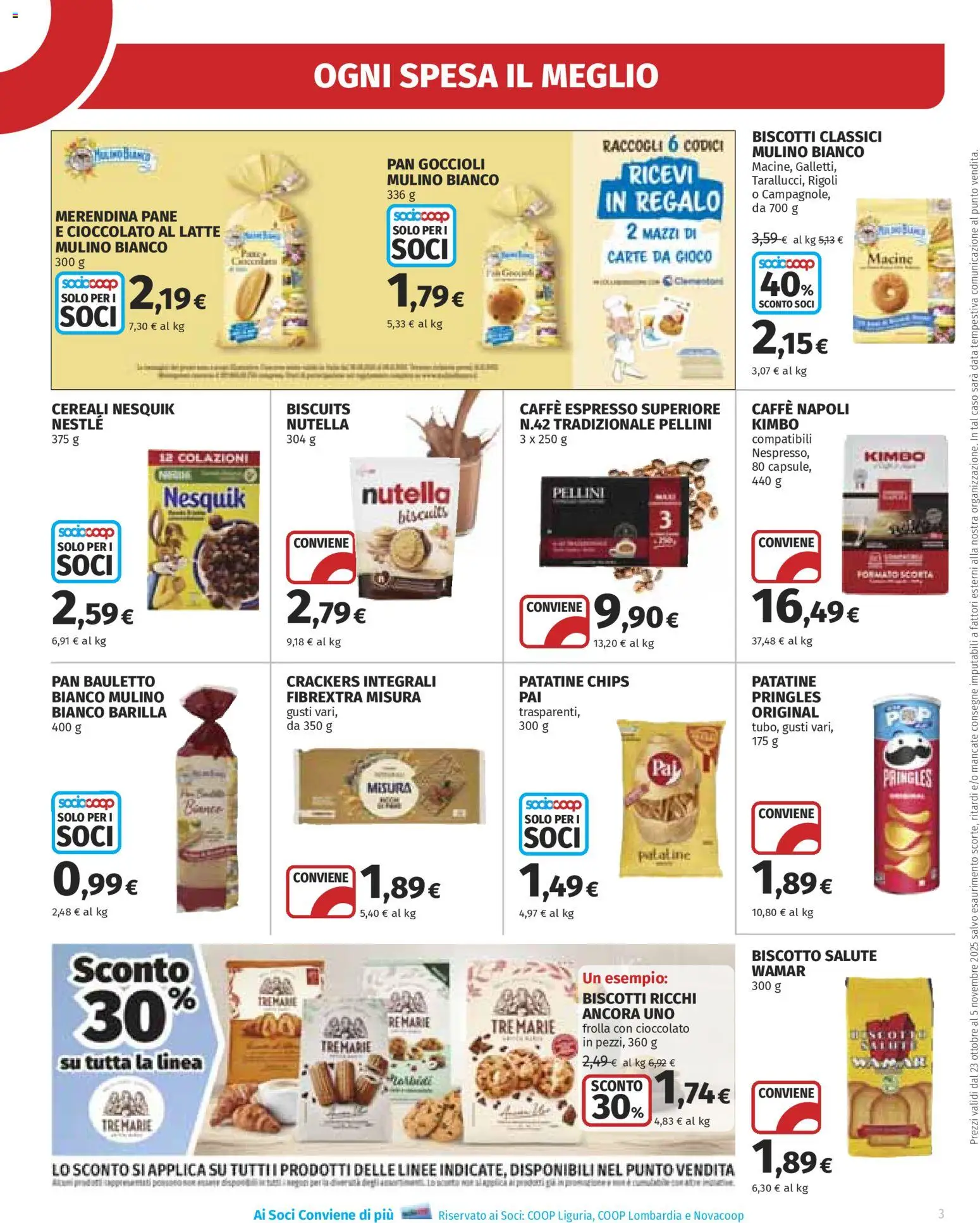 Volantino Ipercoop del 23.10.2025 | Pagina: 3 | Prodotti: Pane, Cereali, Patatine, Nutella