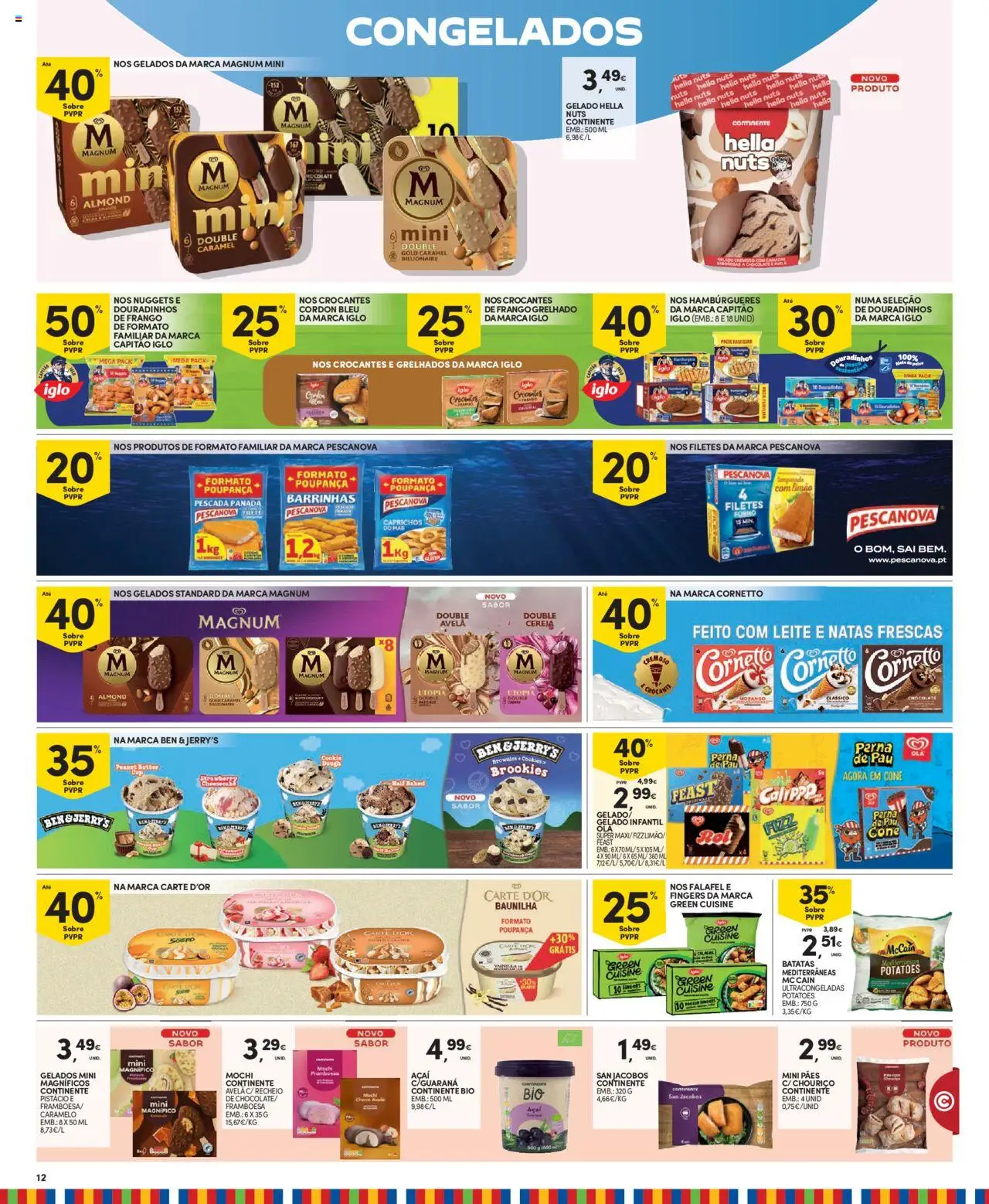 Continente folheto Madeira │ válido de 19.08.2025 | Página: 12 | Produtos: Açai, Capitão iglo, Gelado, Chouriço