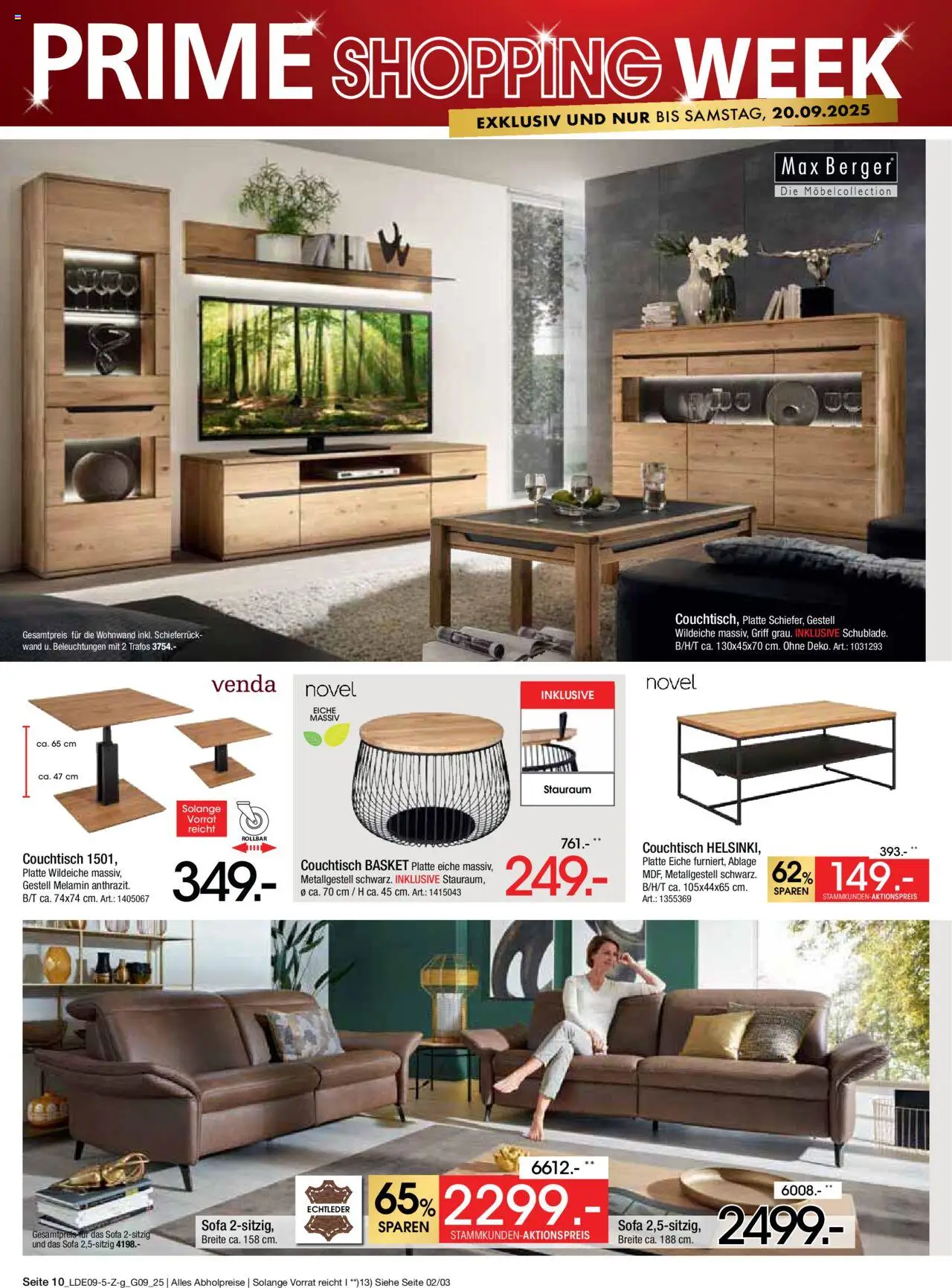 Zurbrüggen - Prime Shopping Week – gültig ab 14.09.2025 | Seite: 10 | Produkte: Wohnwand, Sofa, Couchtisch