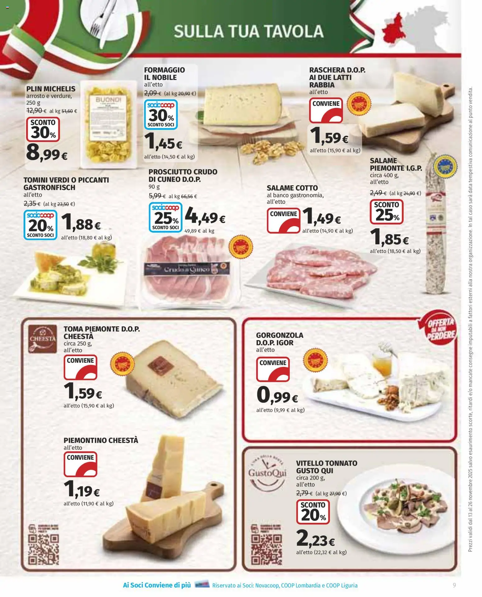 Volantino COOP del 13.11.2025 | Pagina: 9 | Prodotti: Salame, Prosciutto, Data, Vitello