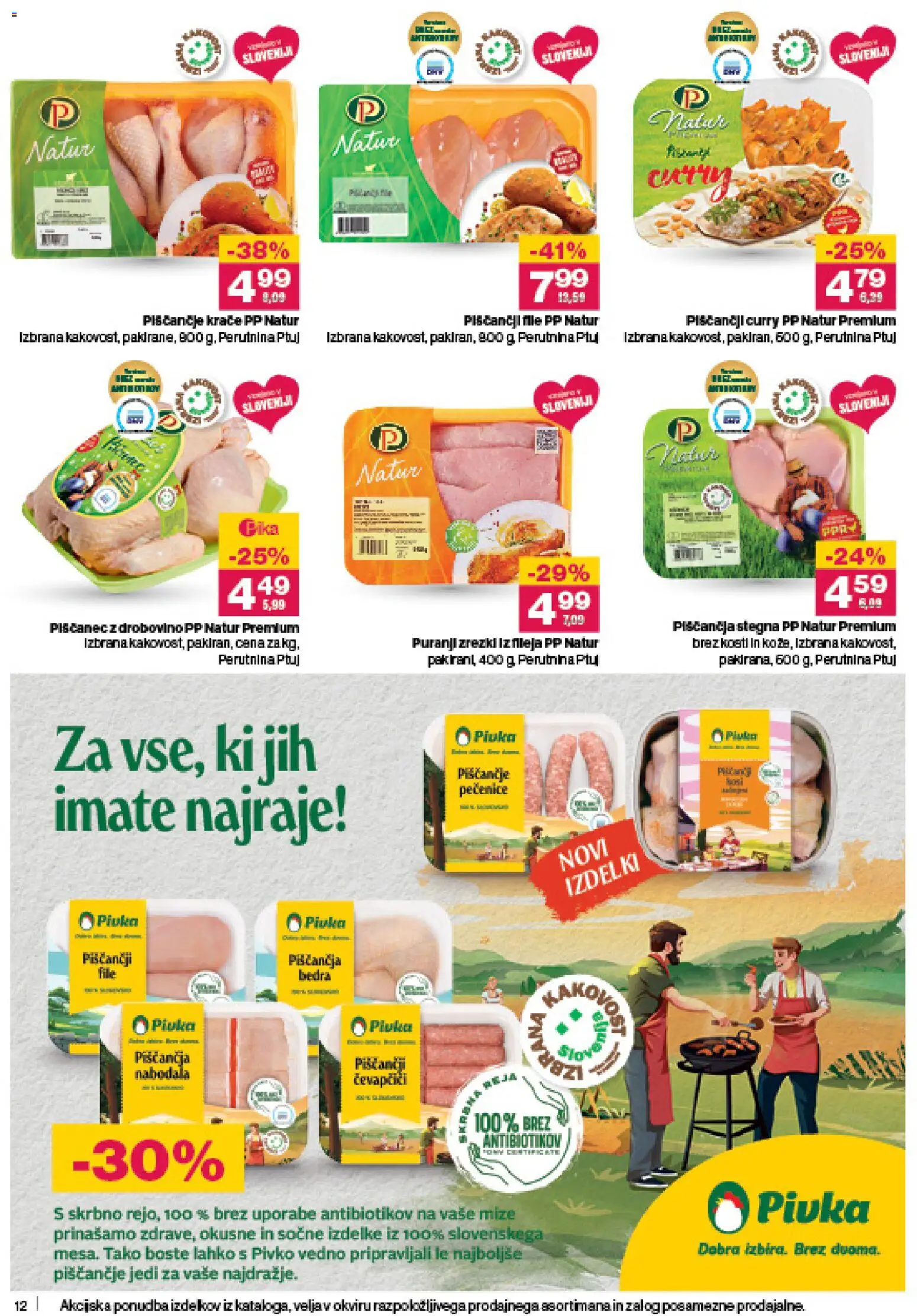 Novi Mercator katalog ponudbe – veljaven od 06.11.2025 | Stran: 12 | Izdelki: Čevapčiči, Piščančja bedra, Nabodala, Zrezki