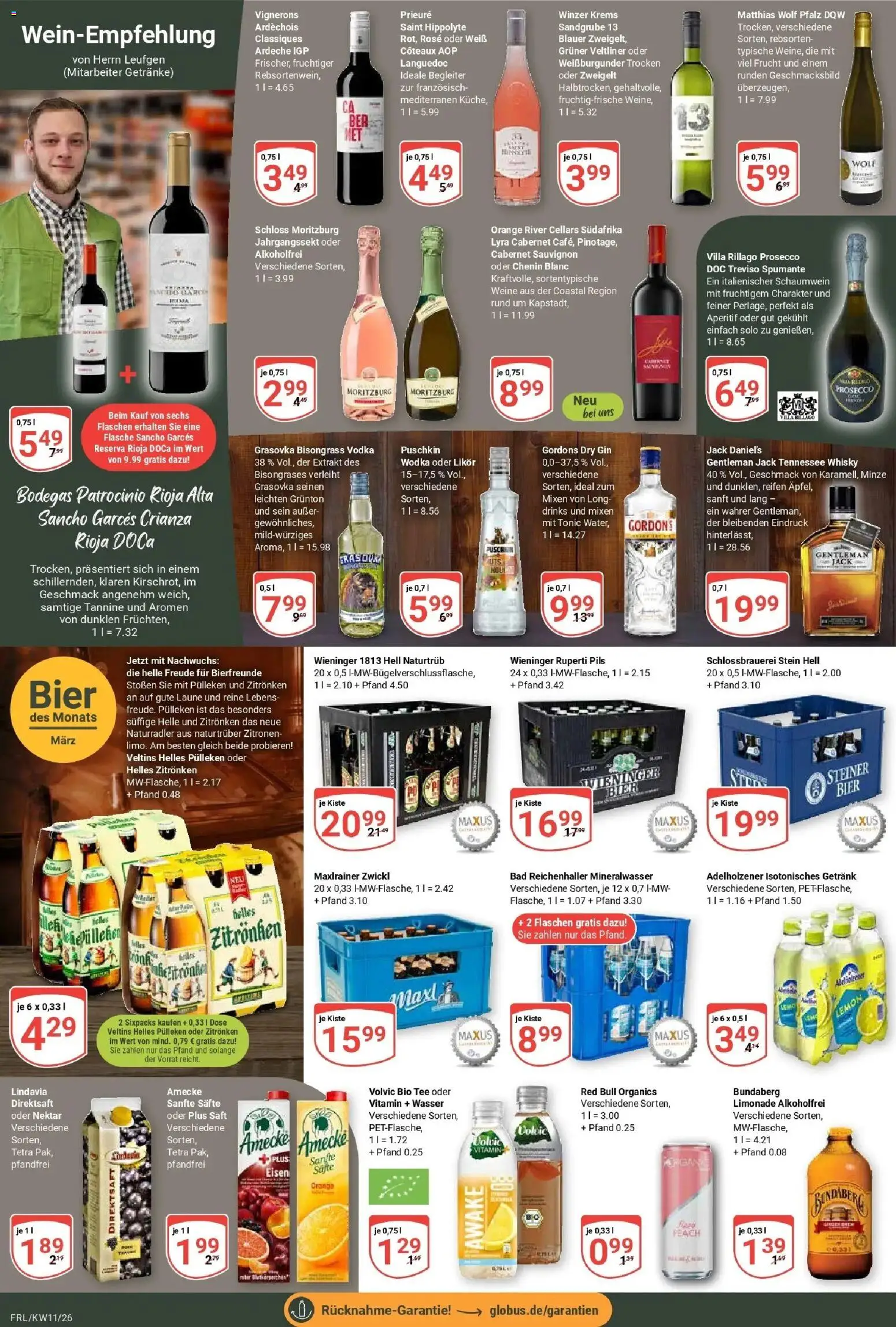 Globus prospekt Freilassing	 – gültig ab 09.03.2026 | Seite: 16 | Produkte: Helles pulleken, Red bull, Pils, Jack Daniel's