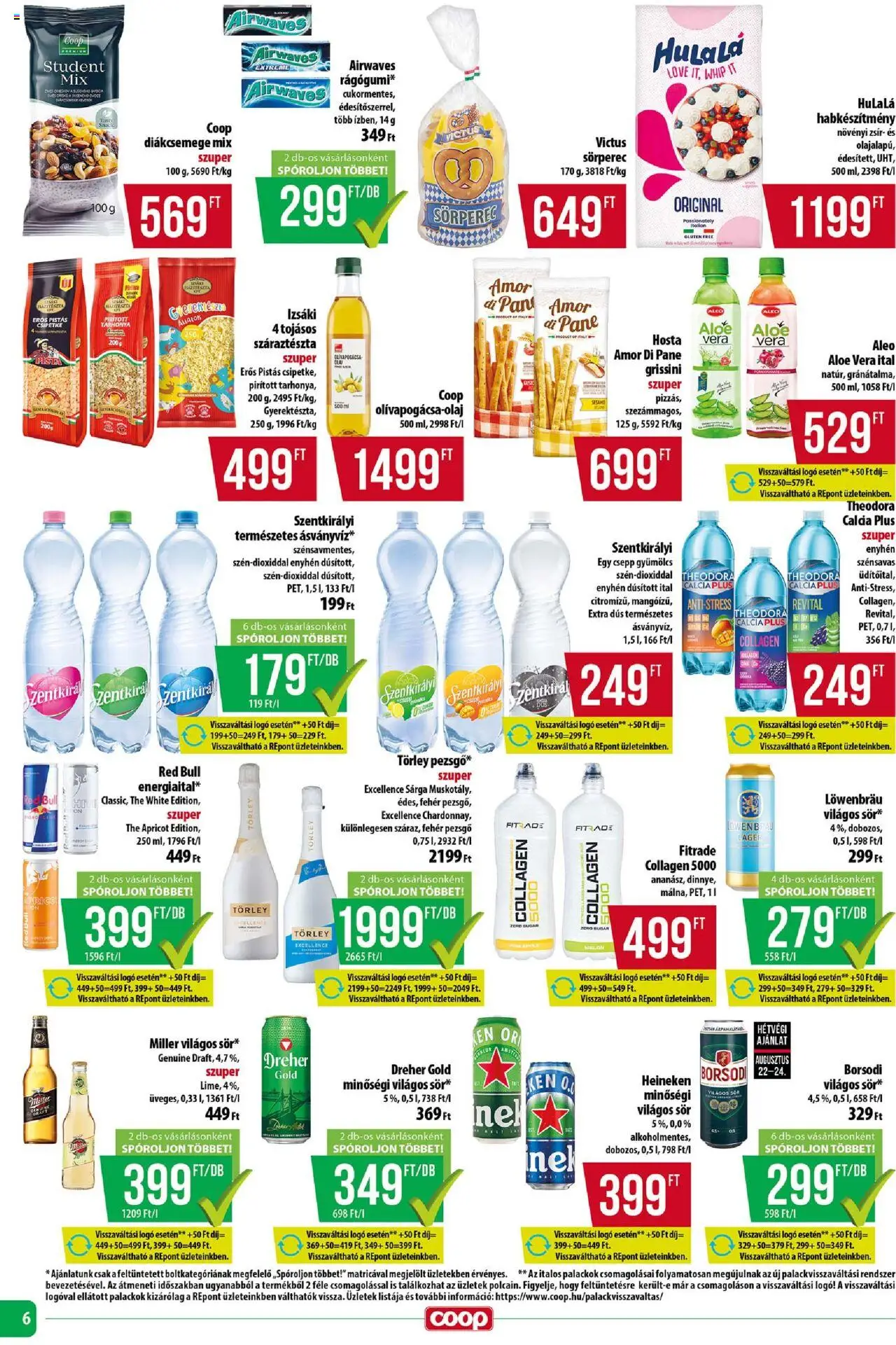 COOP akciós ujság - amely érvényes a következő dátumtól: 21.08.2025 | Oldal: 6 | Termékek: Gyümölcs, Aloe vera ital, Grissini, Száraztészta