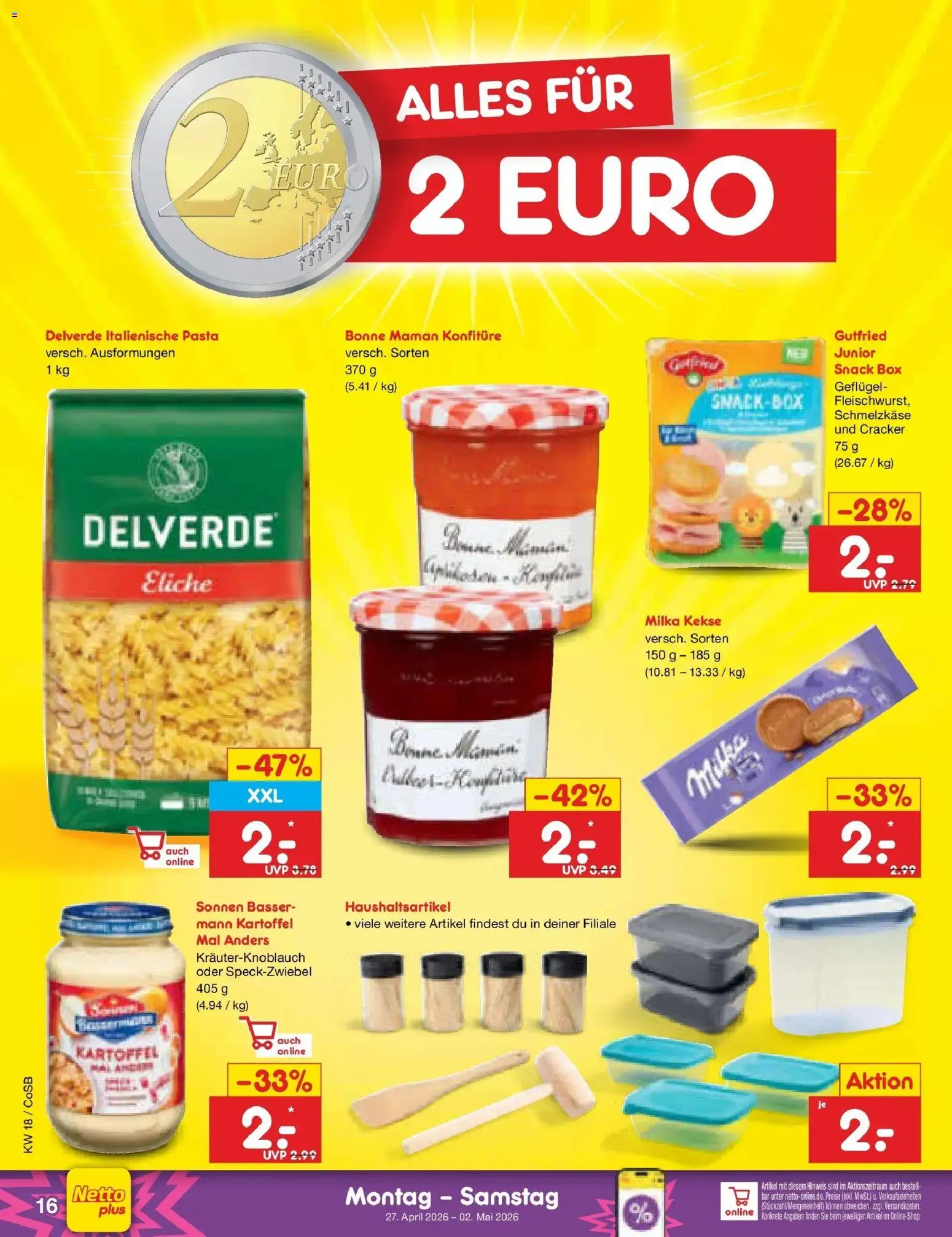 Netto Marken-Discount Prospekt Bitterfeld-Wolfen	 – gültig ab 27.04.2026 | Seite: 18 | Produkte: Box, Pasta, Kekse, Bonne maman