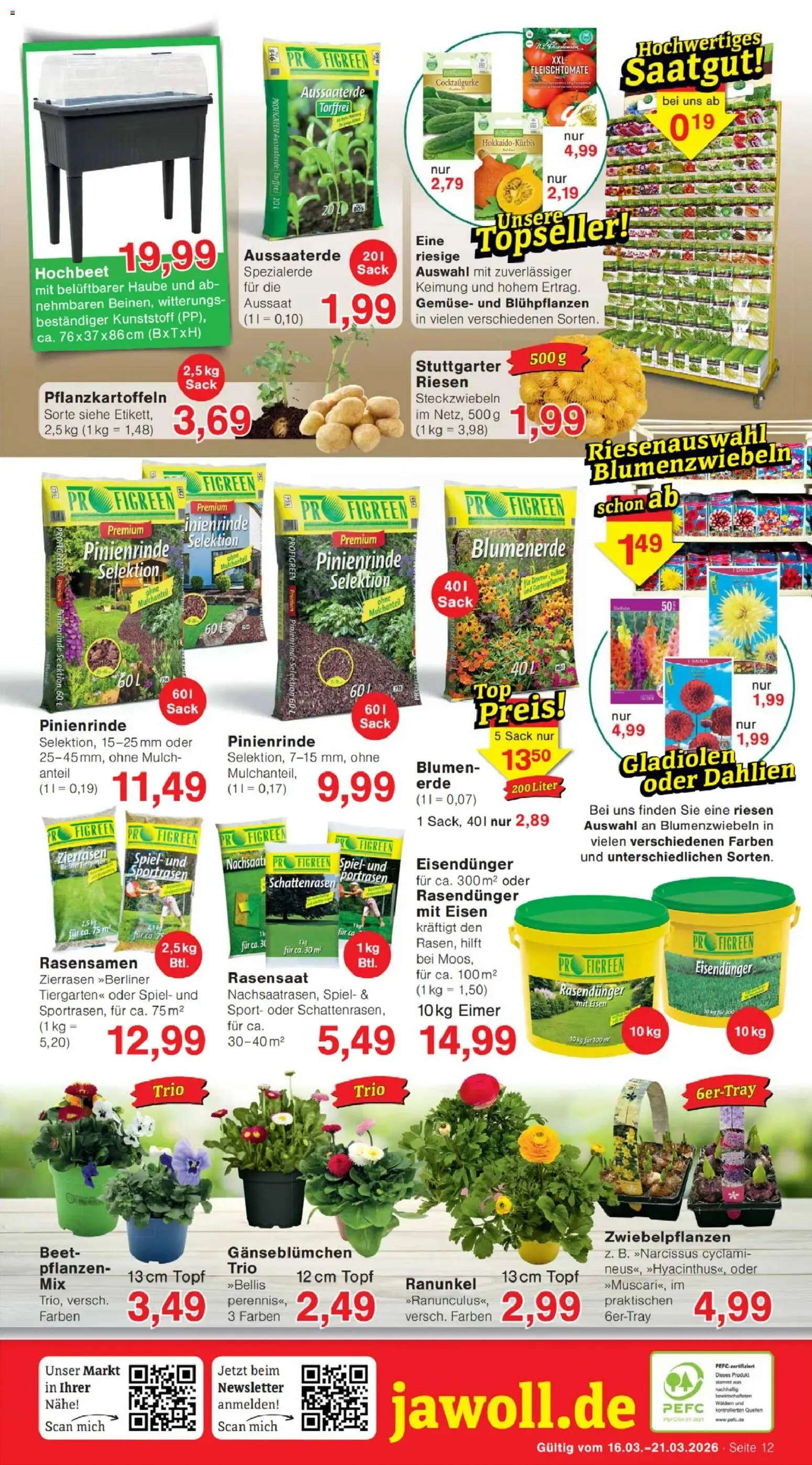 Jawoll Prospekt 	 – gültig ab 16.03.2026 | Seite: 16 | Produkte: Spiel, Hochbeet, Blumen, Blumenerde