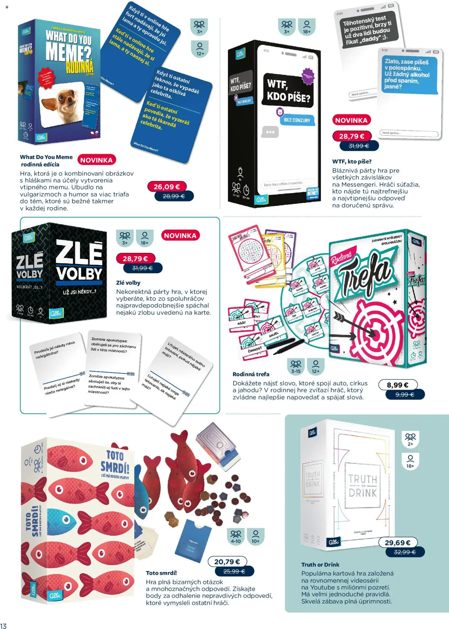 Nové Albi akcie – leták je platný od 02.11.2025 | Strana: 13 | Produkty: Hra, Alkohol