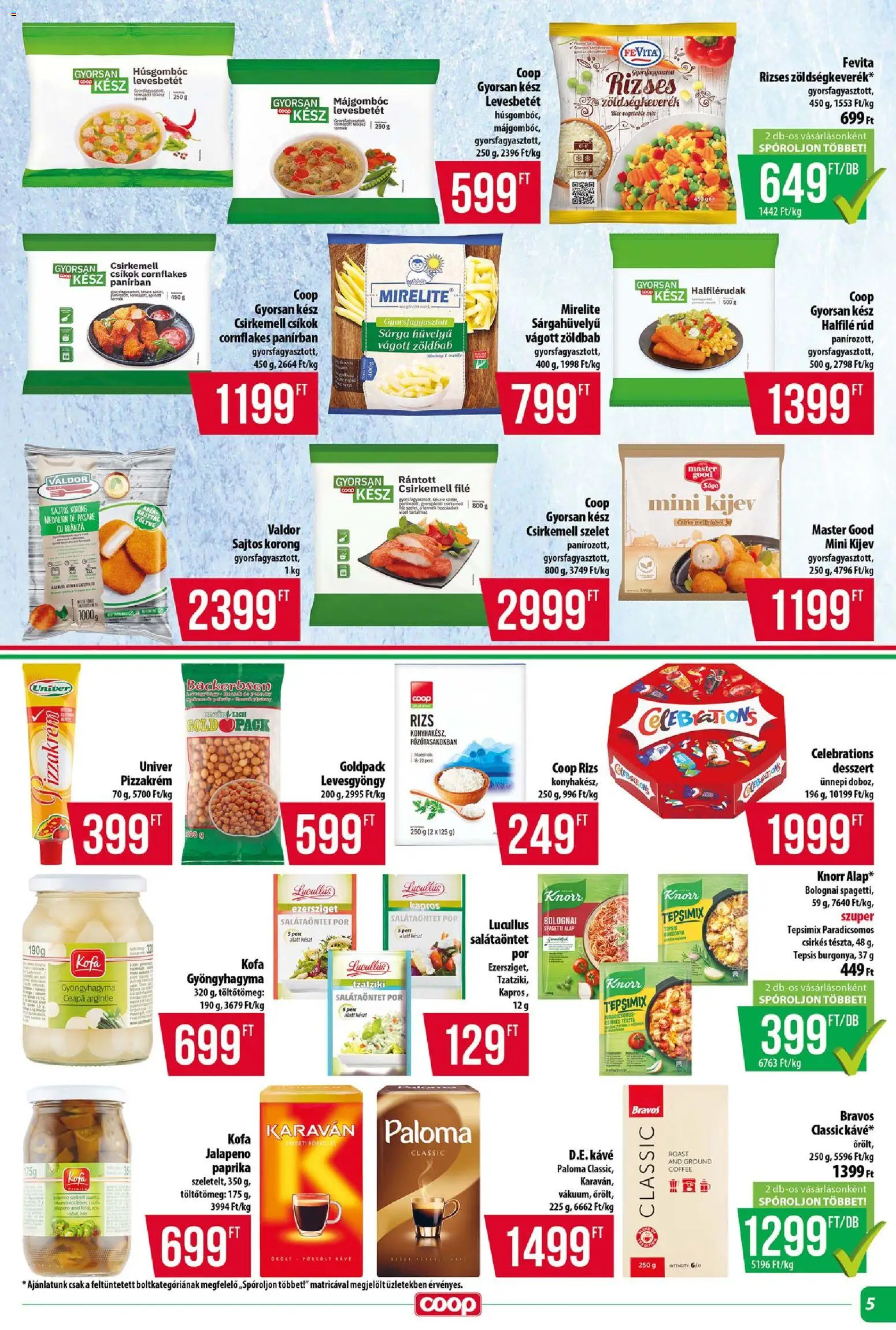 COOP akciós ujság - amely érvényes a következő dátumtól: 23.04.2026 | Oldal: 5 | Termékek: Kávé, Rizs, Gyöngyhagyma, Jalapeno