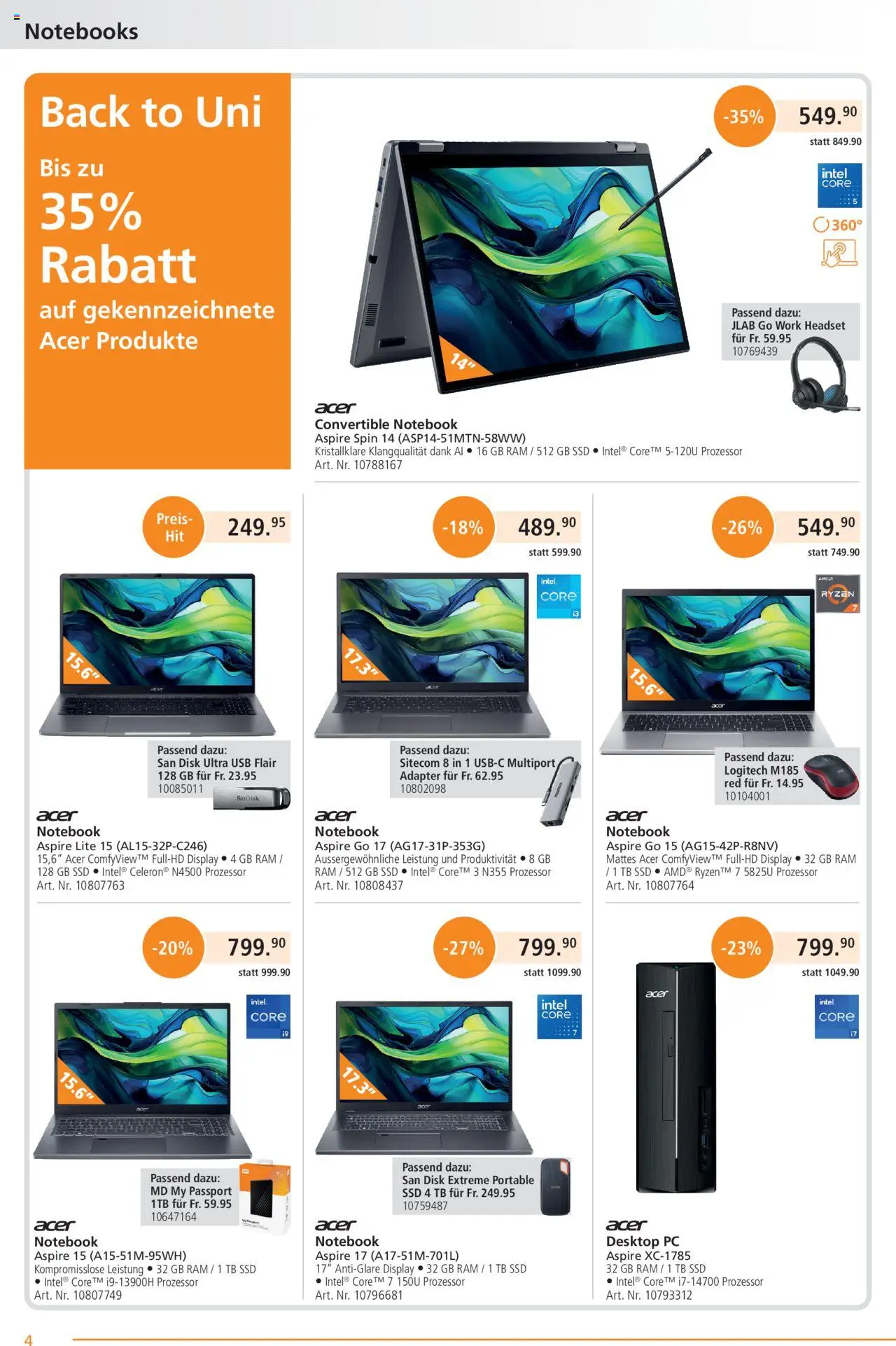 Fust Aktionen ab 25.08.2025 | Seite: 4 | Produkte: Notebook, Pc, Desktop PC, Adapter