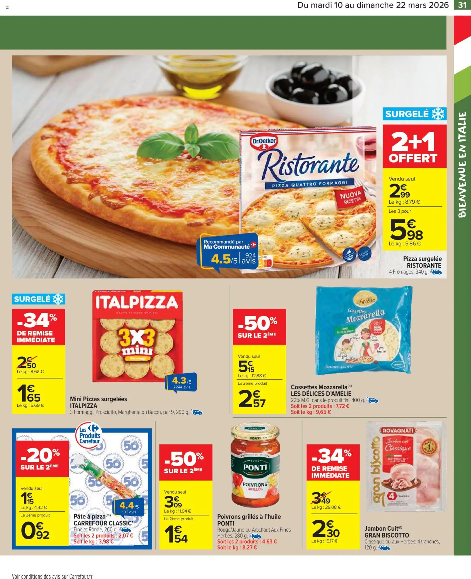 {H1} | Page: 33 | Produits: Artichaut, Mozzarella, Jambon, Pizza