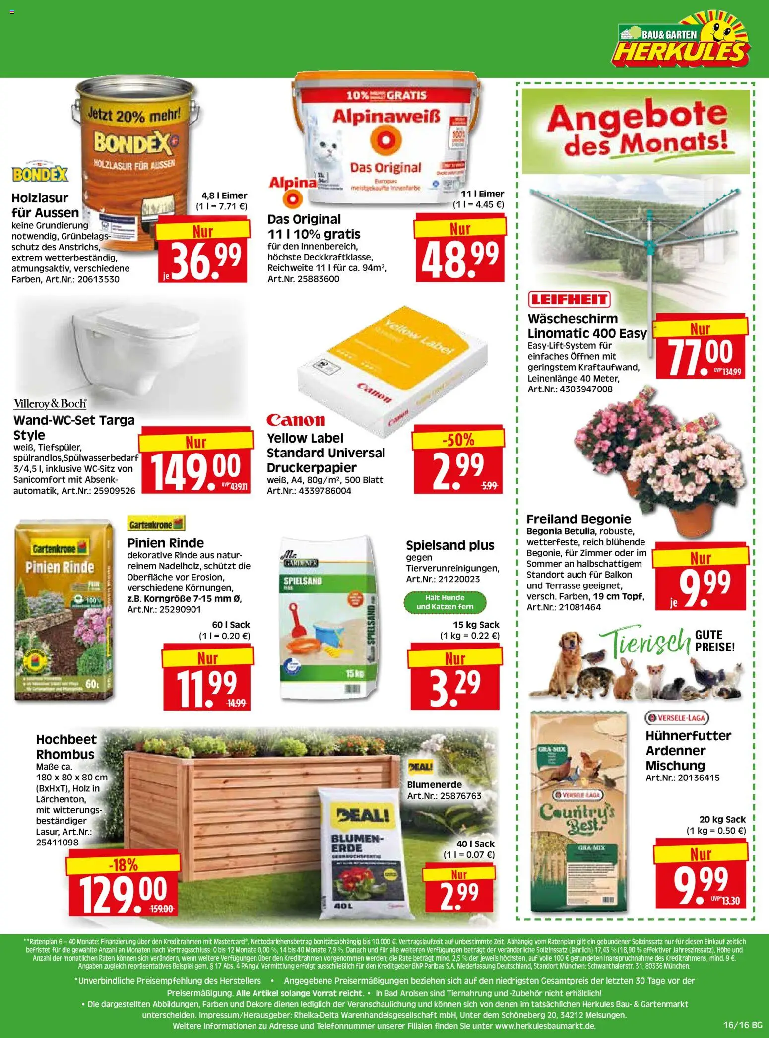 HERKULES Bau & Garten – gültig ab 13.04.2026 | Seite: 16 | Produkte: Hochbeet, Bad, Blumen, Blumenerde