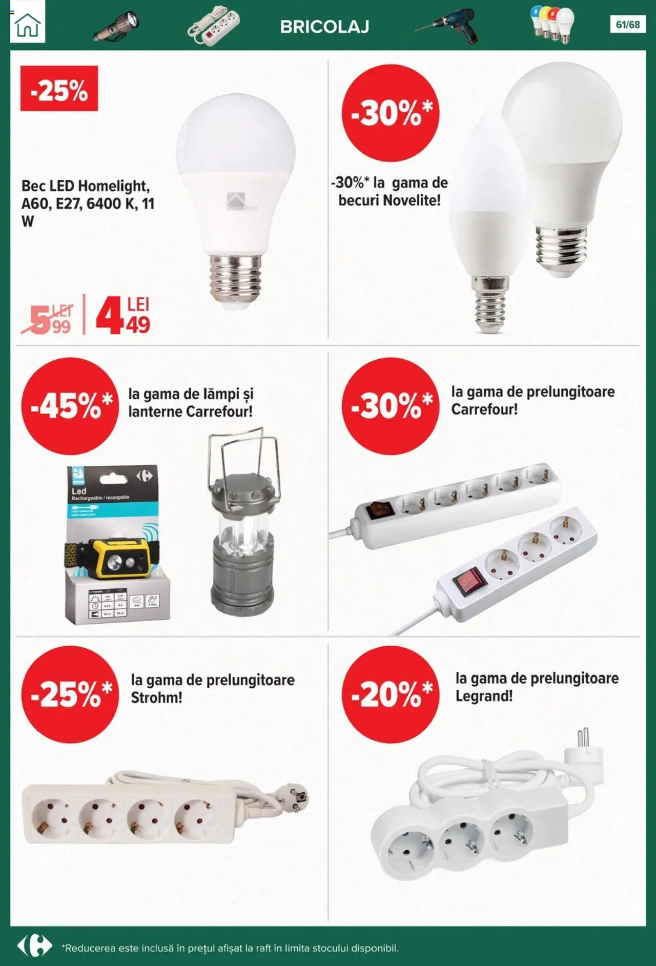 Noul catalog Carrefour – valabil de la 24.09.2025 | Pagină: 61 | Produse: Bec, Raft, Babak