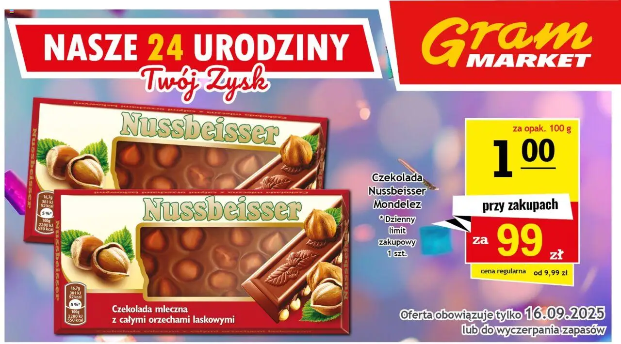 Gram Market Gazetka - Niesłychanie Niskie Ceny od 10.09.2025 | Strona: 6 | Produkty: Czekolada mleczna, Czekolada