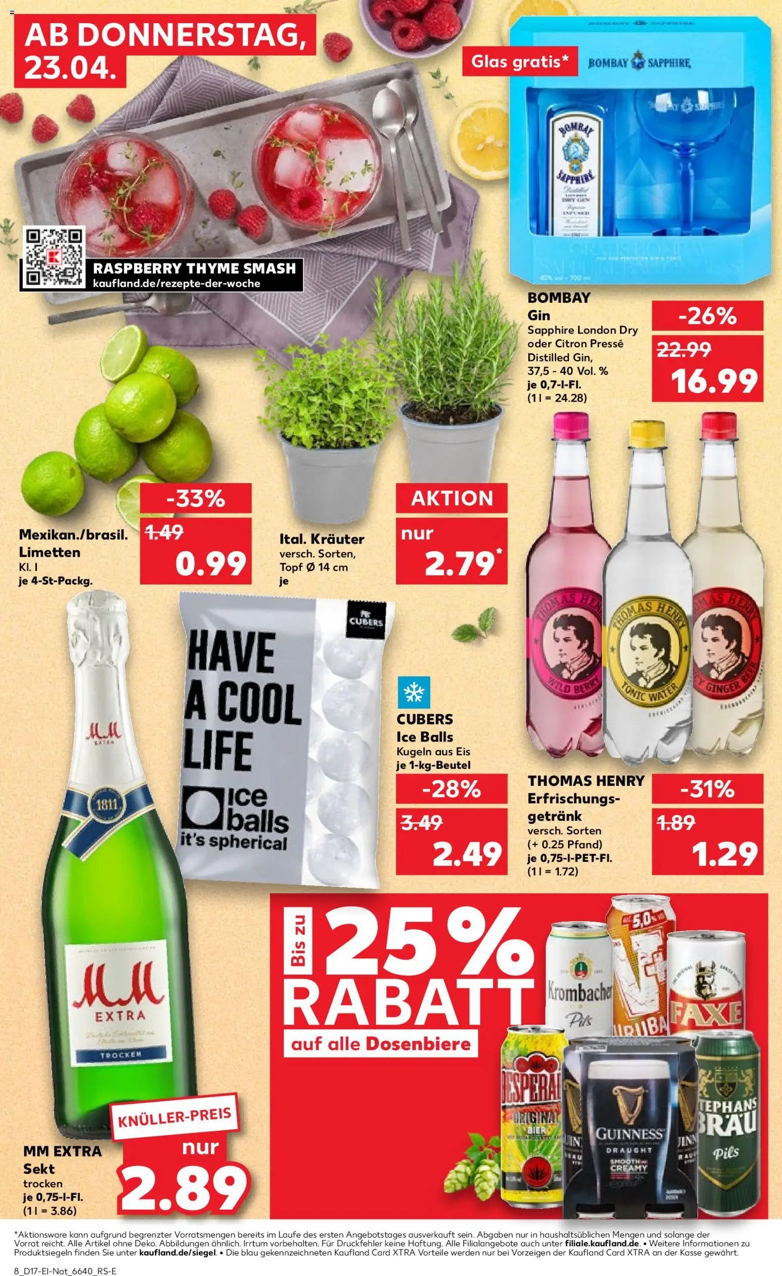 Kaufland Německo leták - Grillen od 23.04.2026 | Strana: 8 | Produkty: Tonic Water, Sekt, Citron, Guinness