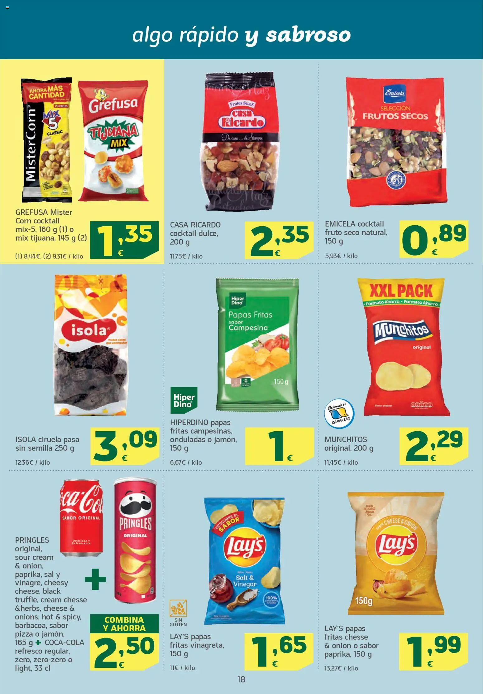 HiperDino folleto │ válido desde el 07.01.2026 | Página: 18 | Productos: Pizza, Papas fritas, Frutos secos
