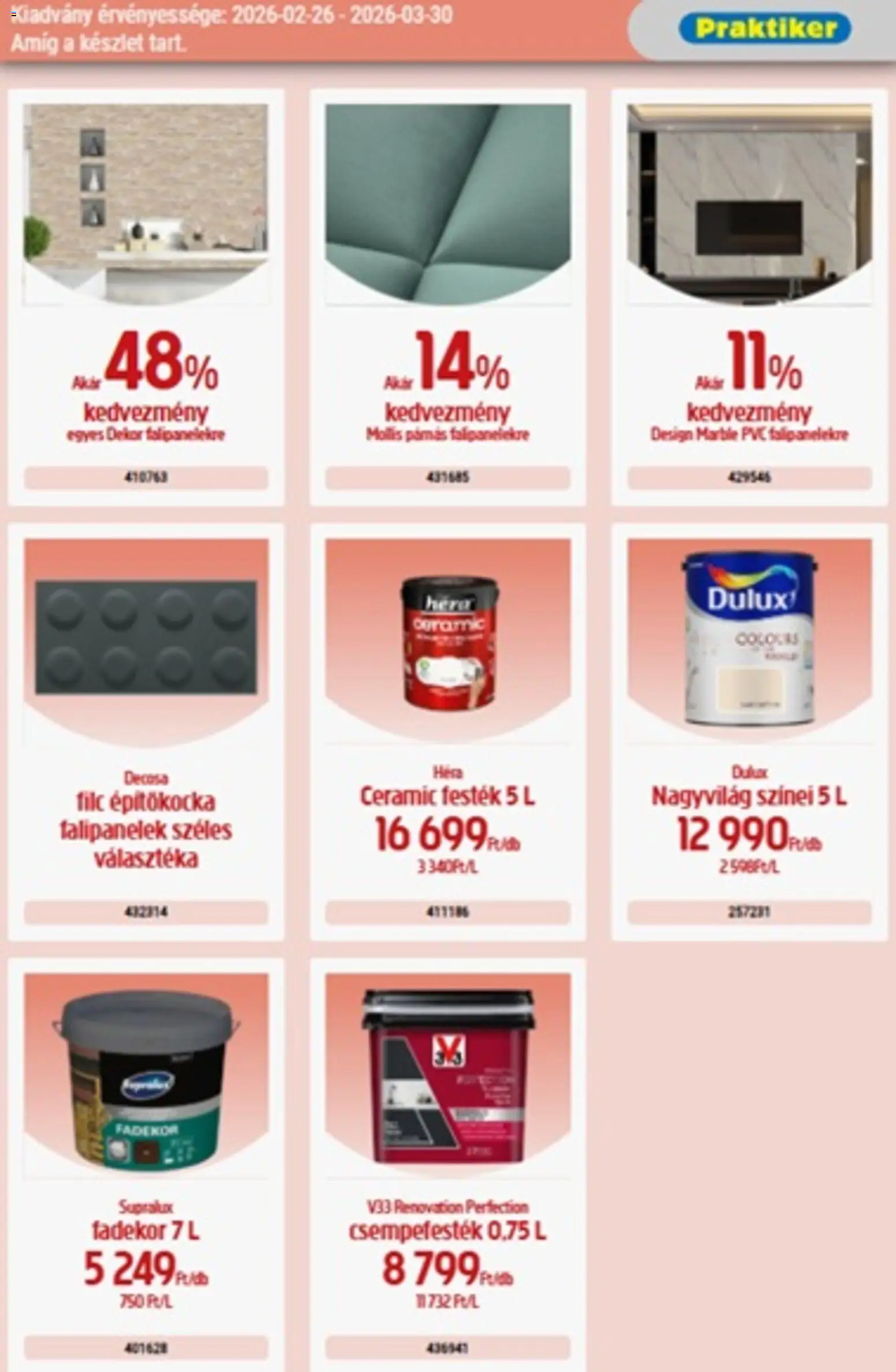Praktiker akciós ujság - amely érvényes a következő dátumtól: 26.02.2026 | Oldal: 15 | Termékek: Festék