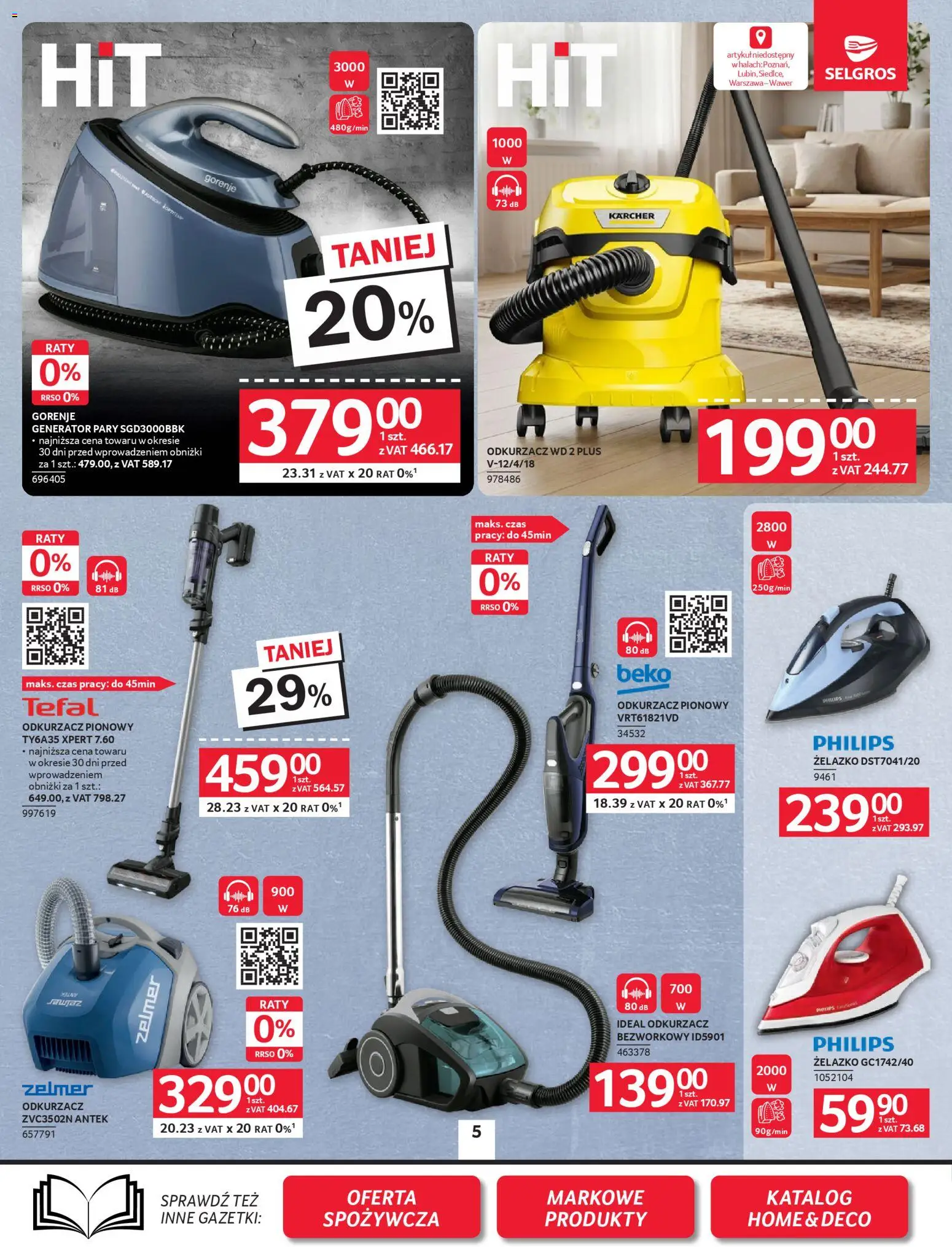 Selgros cash&carry Gazetka - Oferta przemysłowa od 19.02.2026 | Strona: 7 | Produkty: Odkurzacz, Odkurzacz pionowy, Generator pary, Tefal