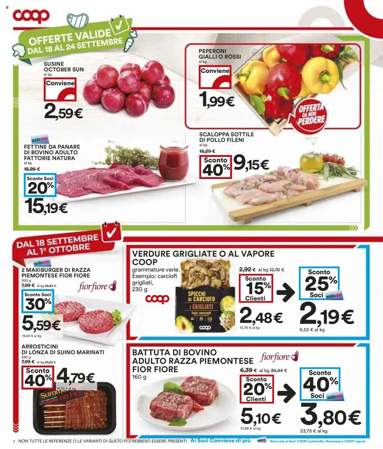 Volantino COOP del 18.09.2025 | Pagina: 2 | Prodotti: Pollo, Peperoni, Verdure, Arrosticini