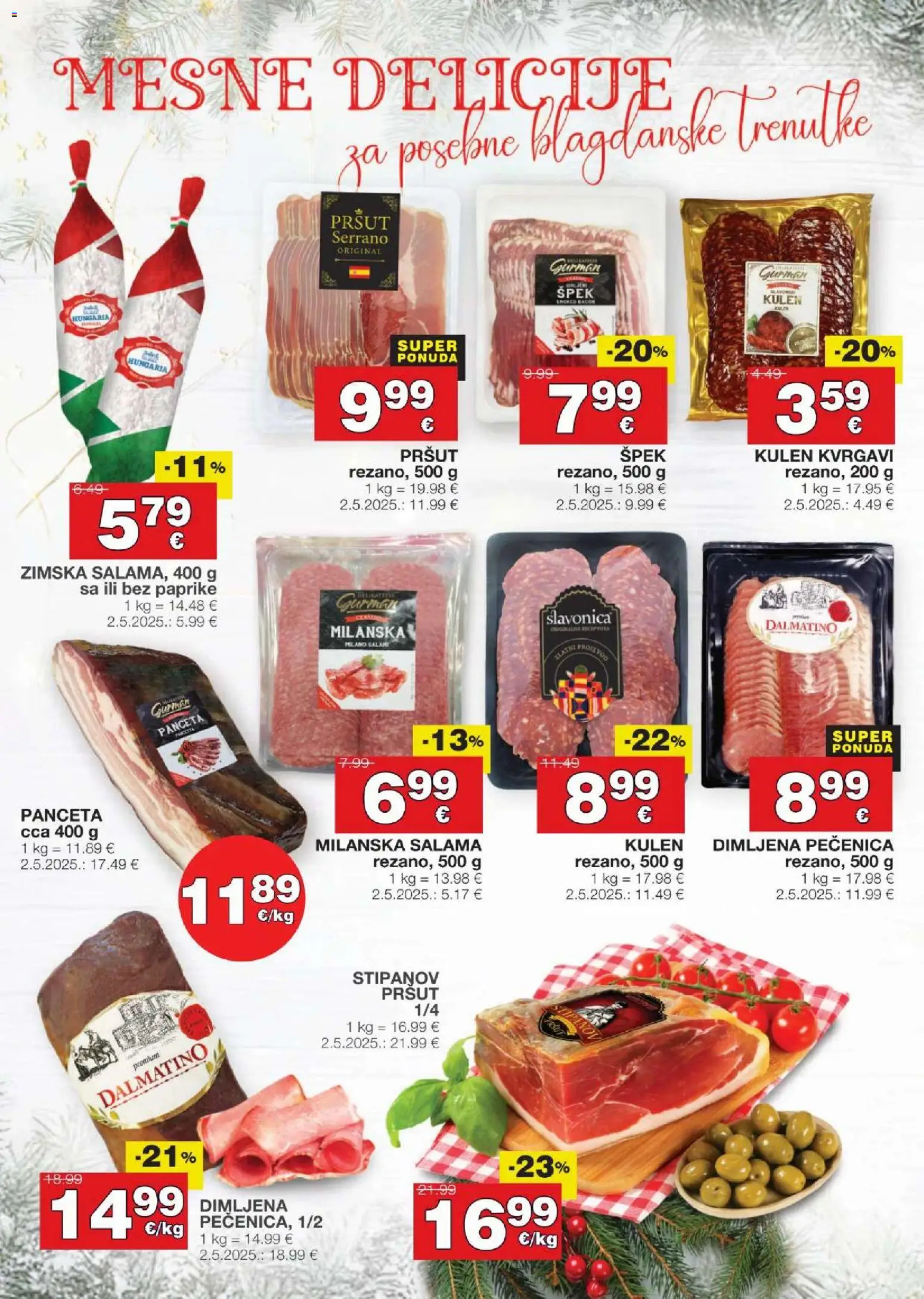 Stanić Diskont katalog | vrijedi od 11.12.2025 | Stranica: 12 | Proizvodi: Salama, Pršut, Kulen, Panceta