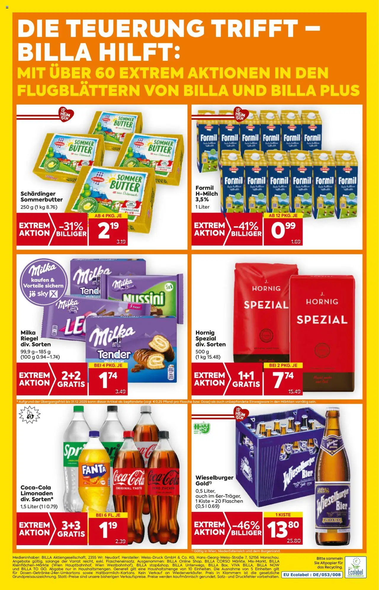 Billa Flugblatt - Niederösterreich gültig ab 09.10.2025 | Seite: 20 | Produkte: Butter, Bier
