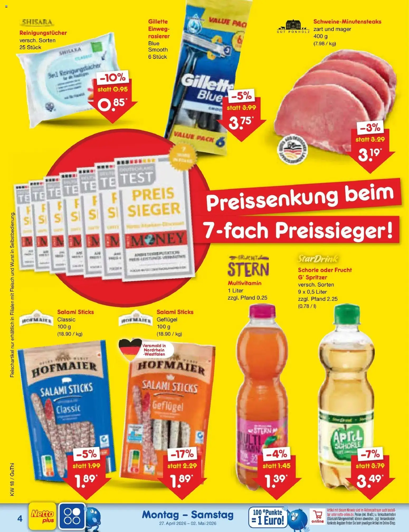 Netto Marken-Discount Prospekt Pirna	 – gültig ab 27.04.2026 | Seite: 6 | Produkte: Rasierer, Reinigungstücher, Wurst, Fleisch