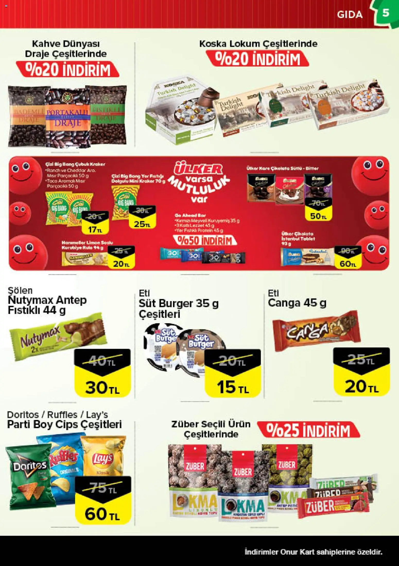 Onur Market Katalog - 16.04.2026 tarihinden itibaren geçerlidir | Sayfa: 5 | Ürünler: Kahve, Çikolata, Cips, Tablet