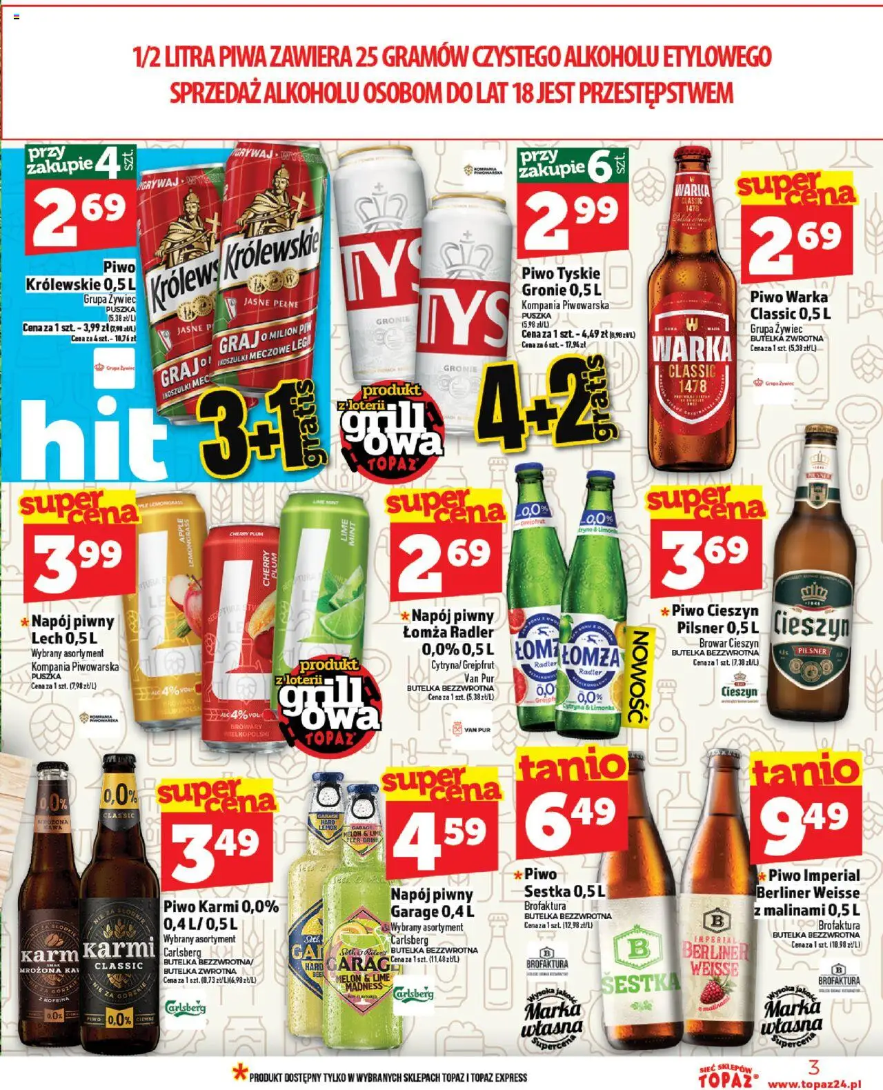 Topaz Gazetka od 12.06.2025 | Strona: 3 | Produkty: Cytryna, Warka, Piwo Warka, Tyskie