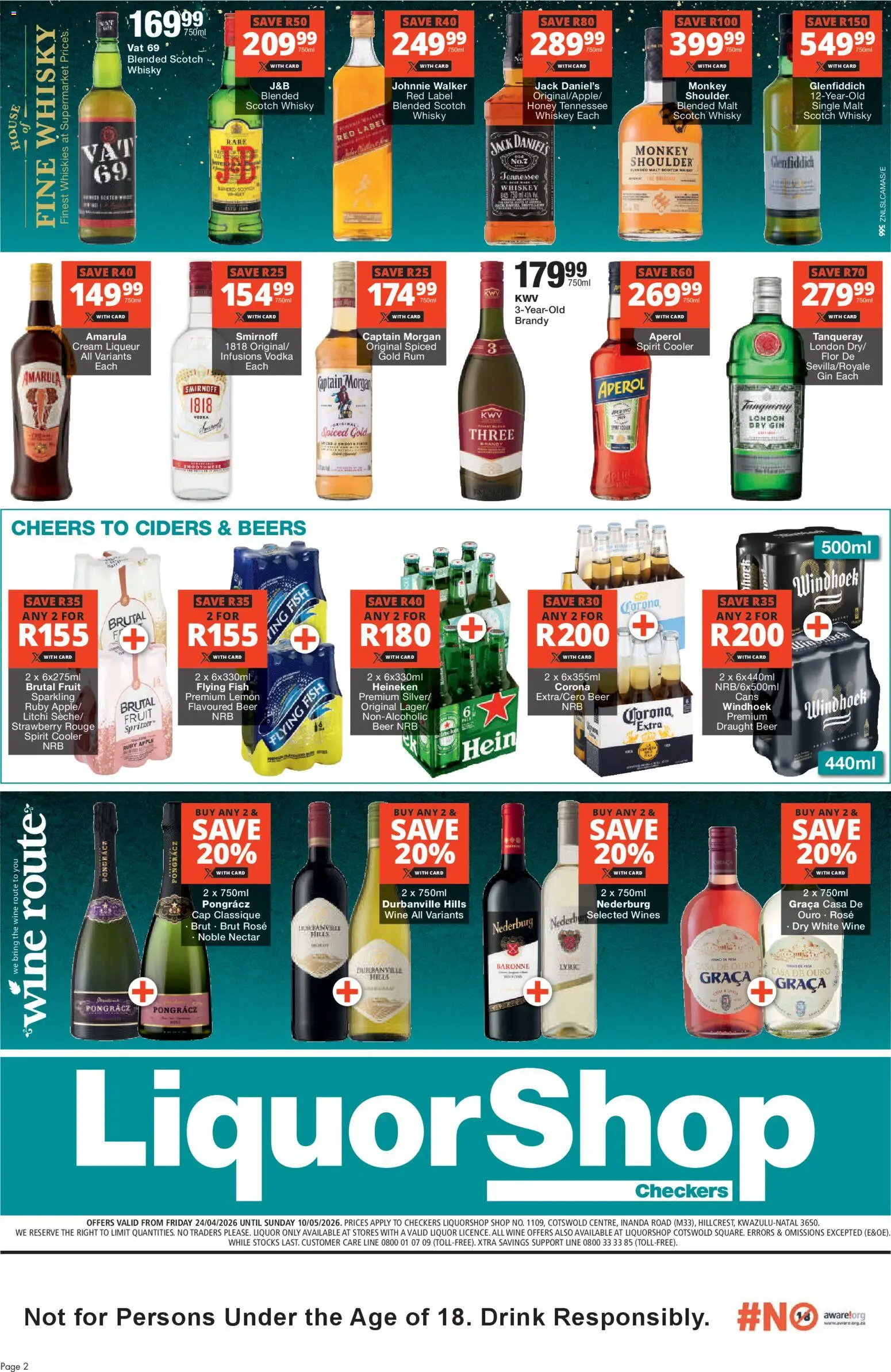 New Checkers catalogue – valid from 23.04.2026 | Page: 2 | Products: Brandy, Rum, Fish, Cream